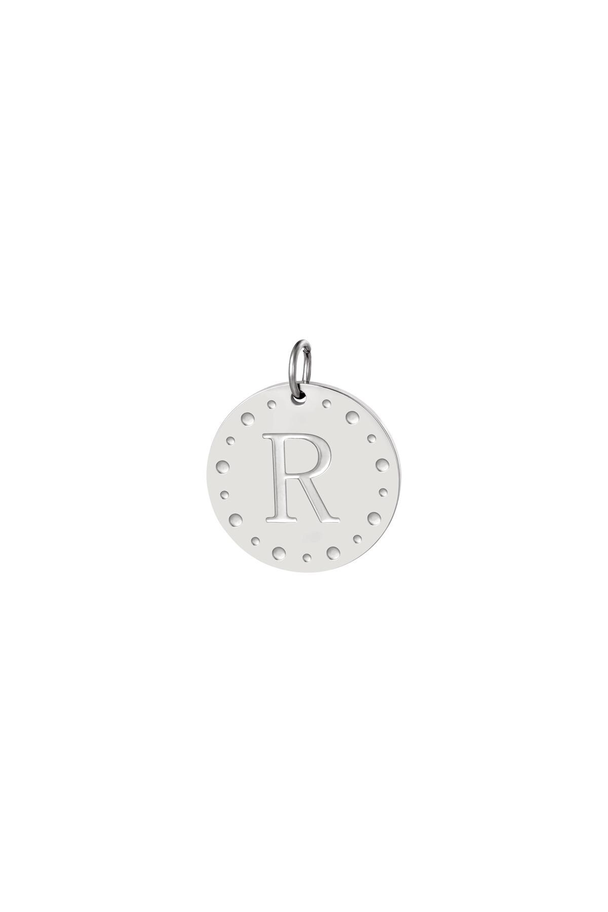 Silver color / Circle charm initial R Silver Stainless Steel Picture18