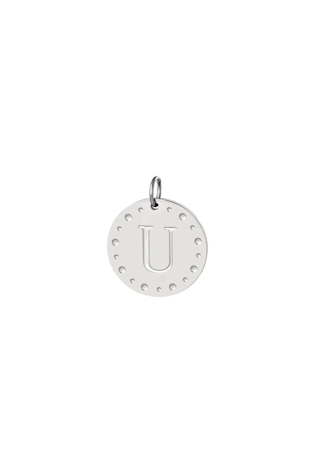 Silver color / Circle charm initial U Silver Stainless Steel Picture21