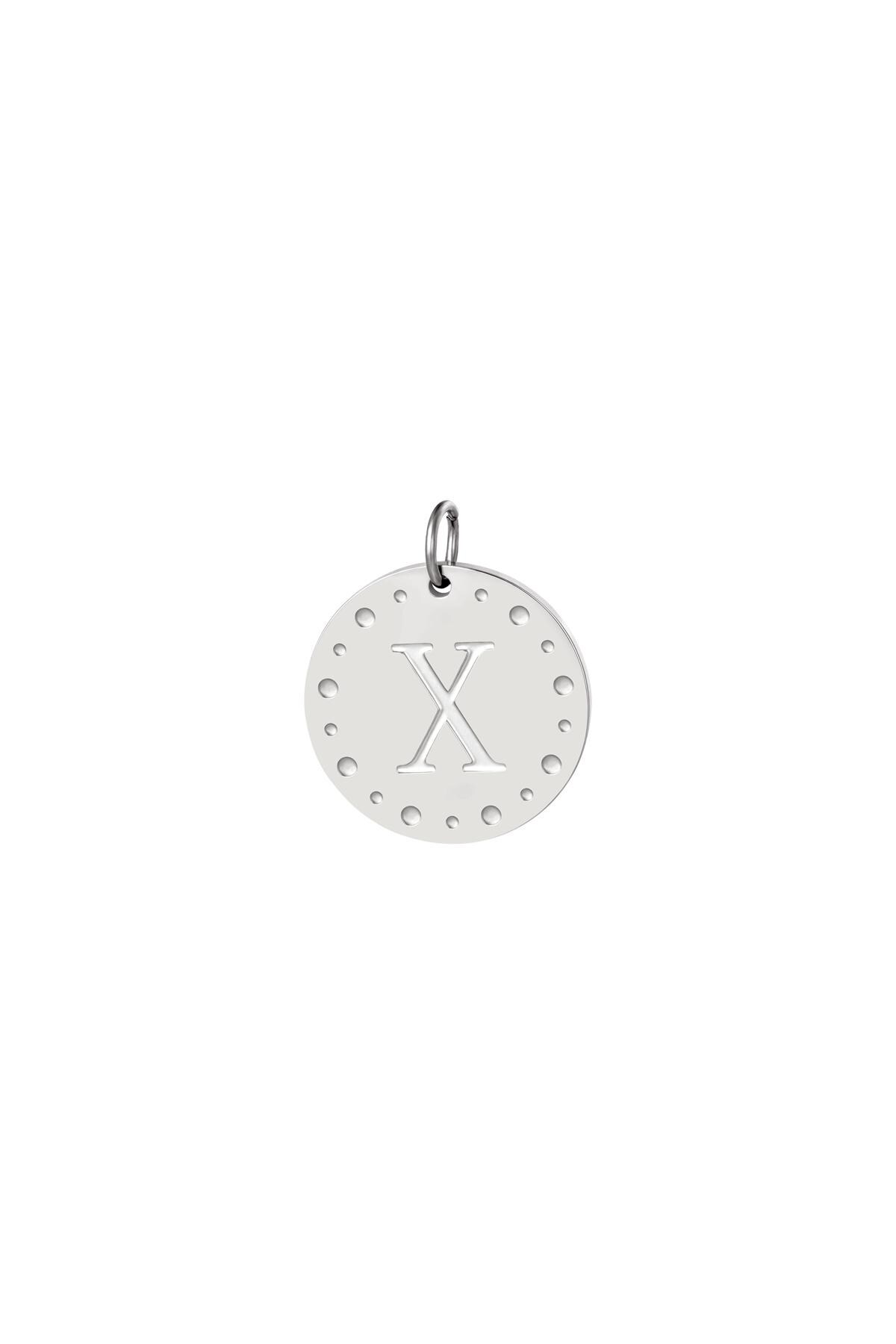 Silver color / Circle charm initial X Silver Stainless Steel Picture24