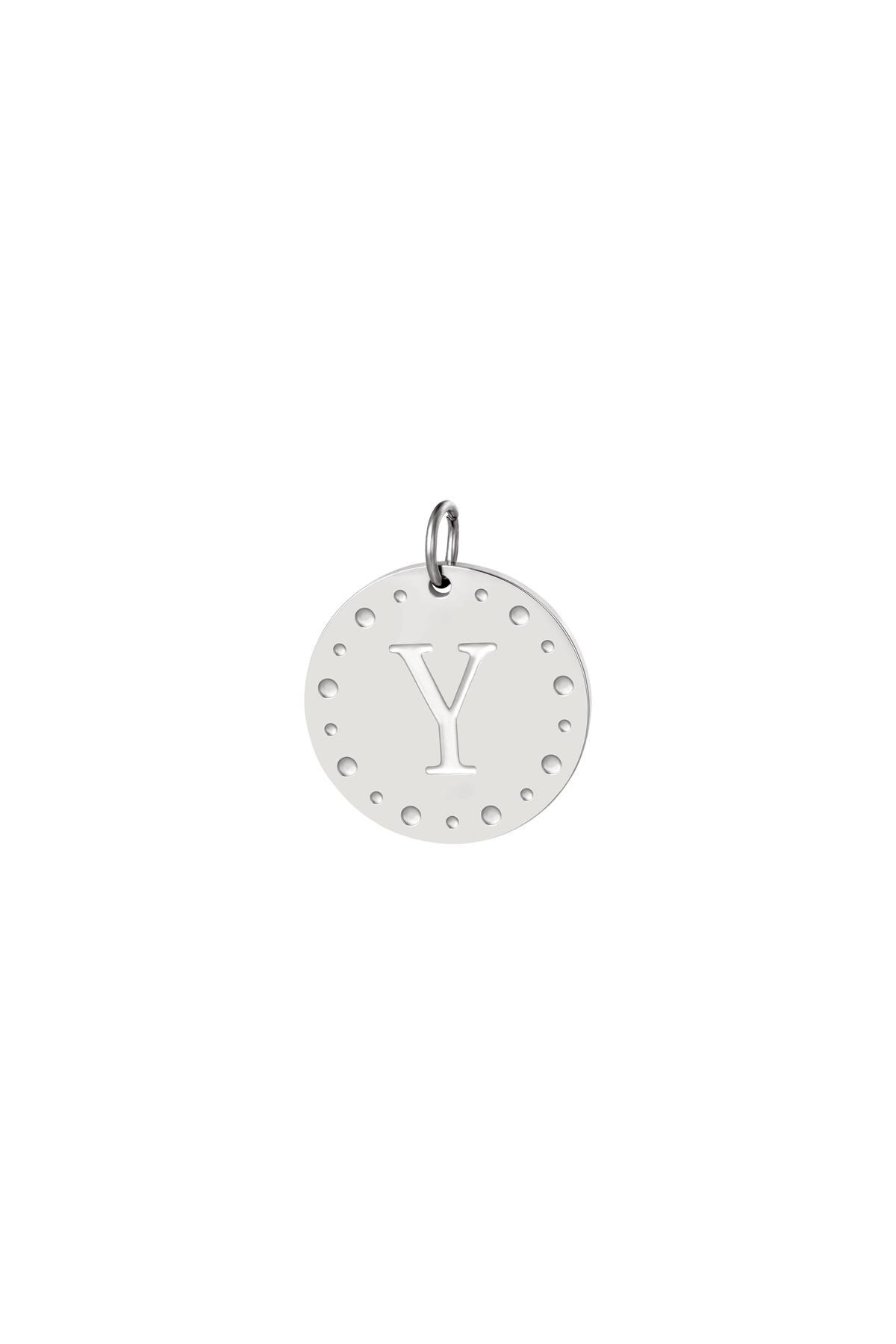 Silver color / Circle charm initial Y Silver Stainless Steel Picture25