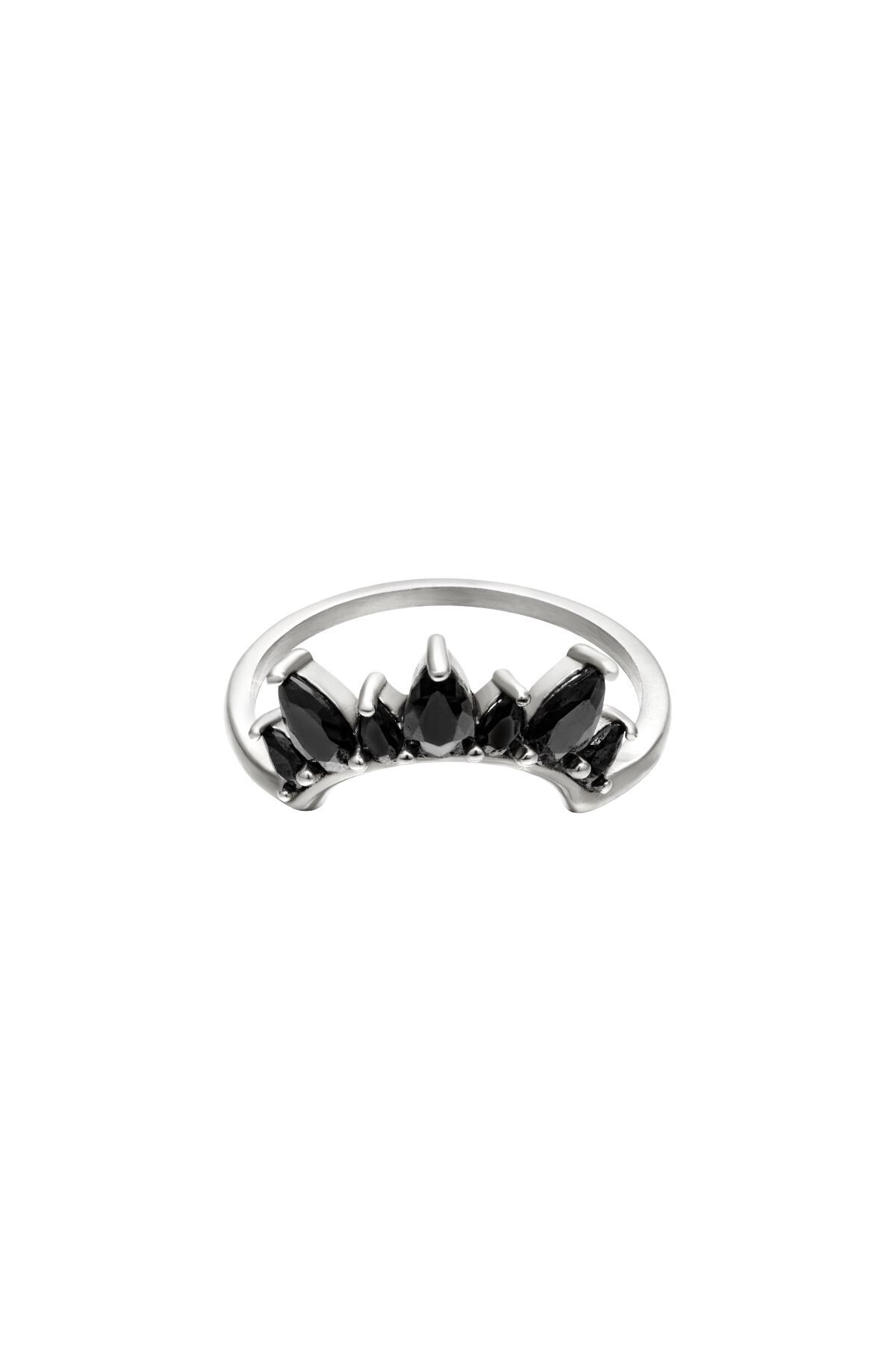 Stainless Steel Crown Ring Zircon Silver 16 