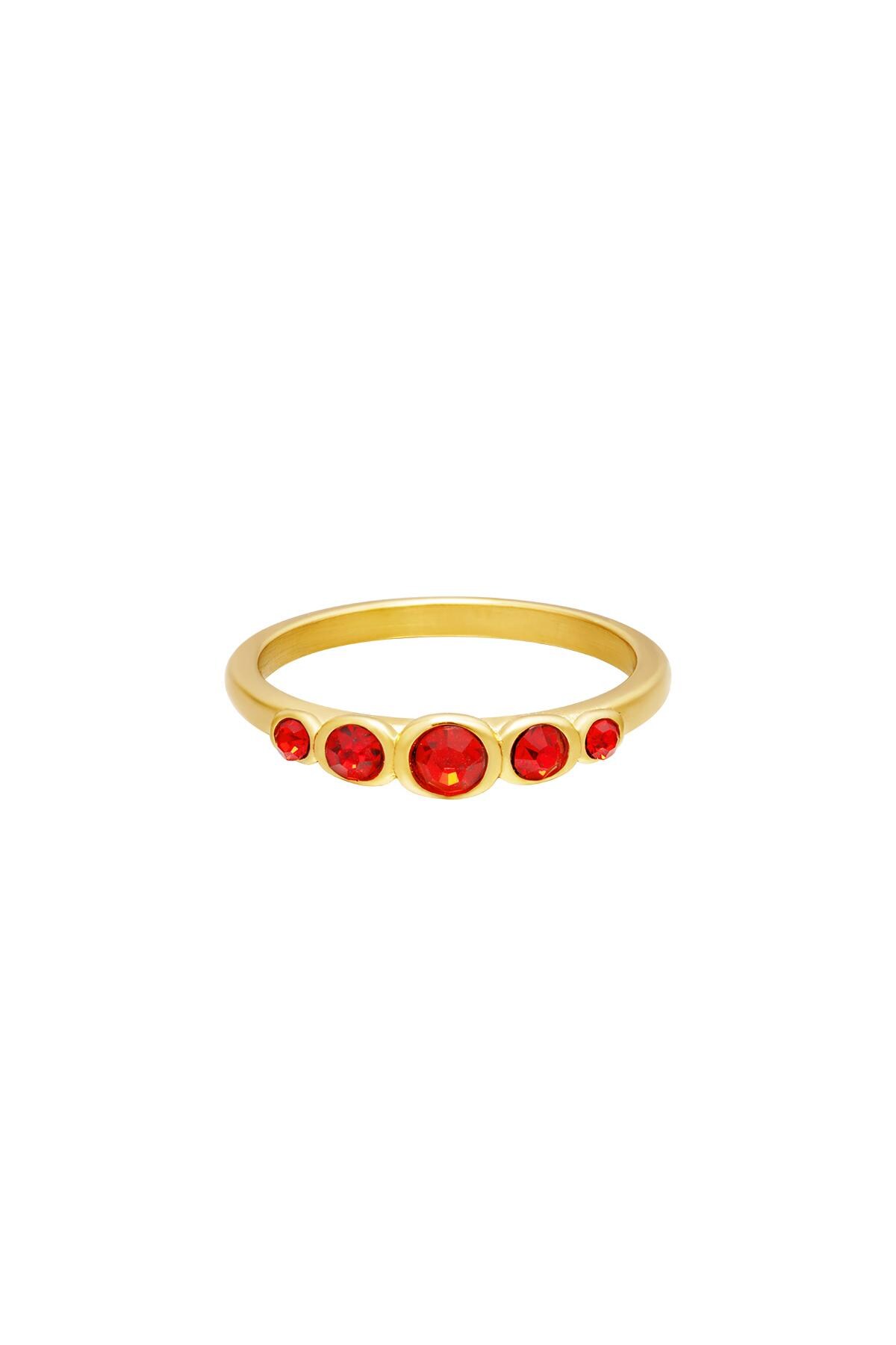 Stainless steel ring zircon shine Red 16 h5 