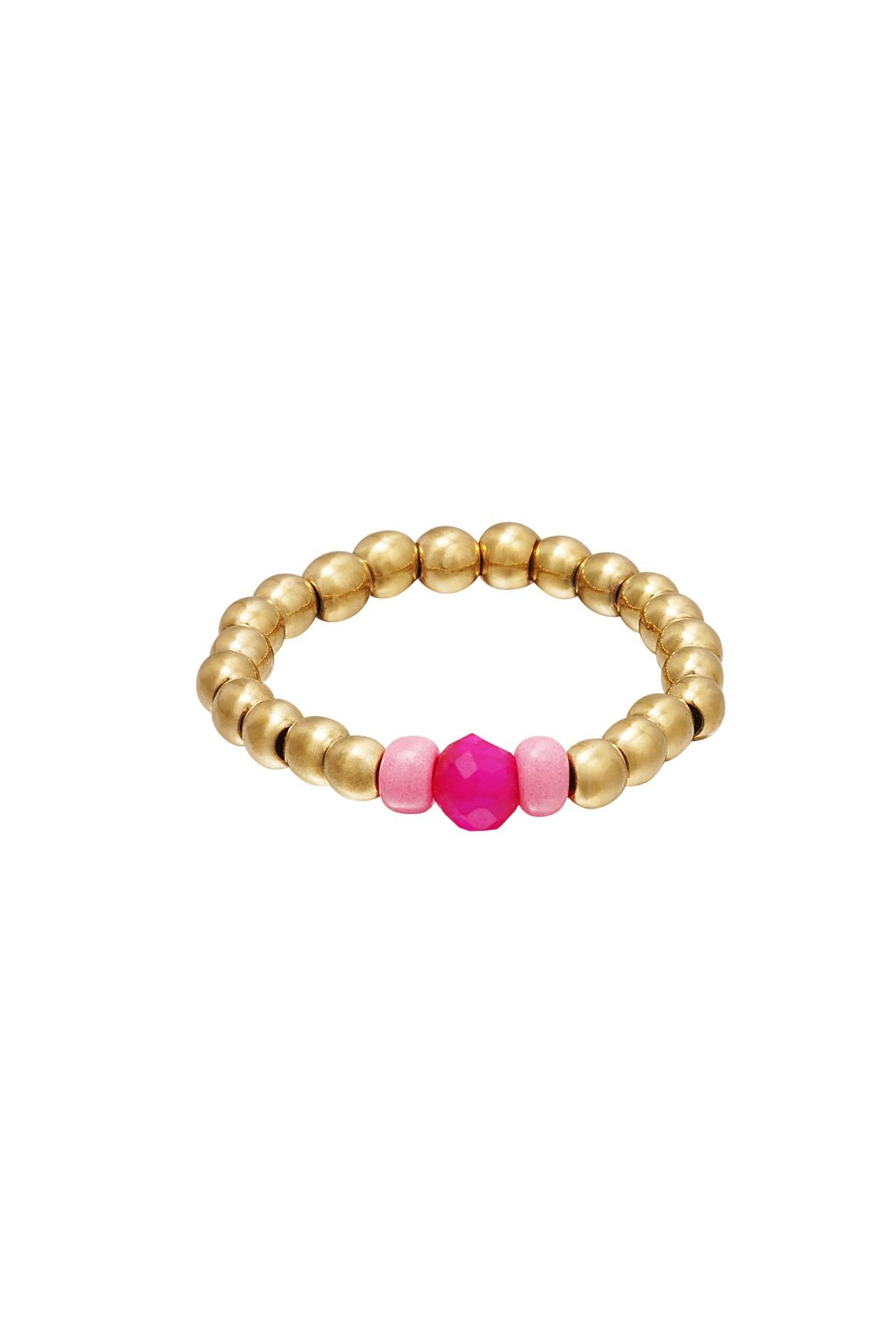 Beaded toe ring Pink & Gold Hematite 14 h5 