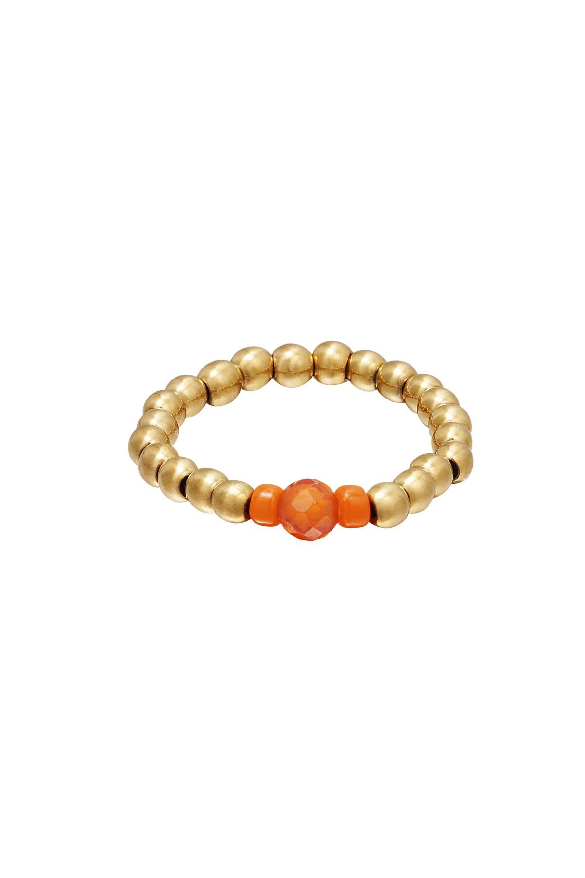 Beaded toe ring Orange & Gold Hematite 14 h5 