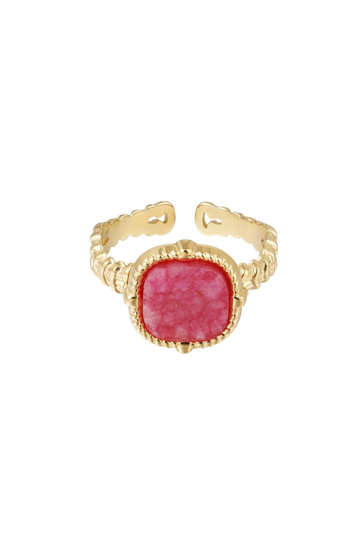 Statement-Ring elegant - rot - Natursteinkollektion Fuchsia Edelstahl One size h5 