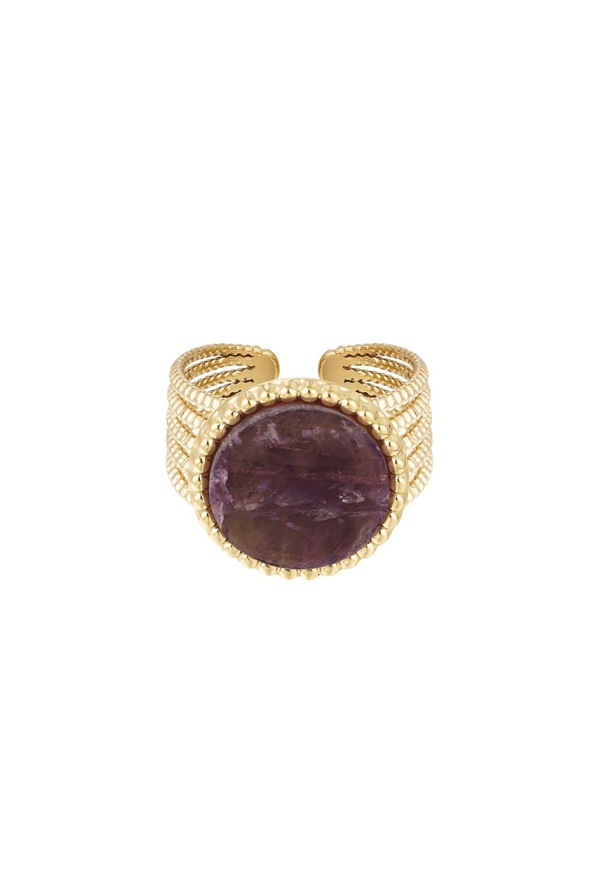 Statement ring stone - purple - Natural stone collection Stainless Steel One size 