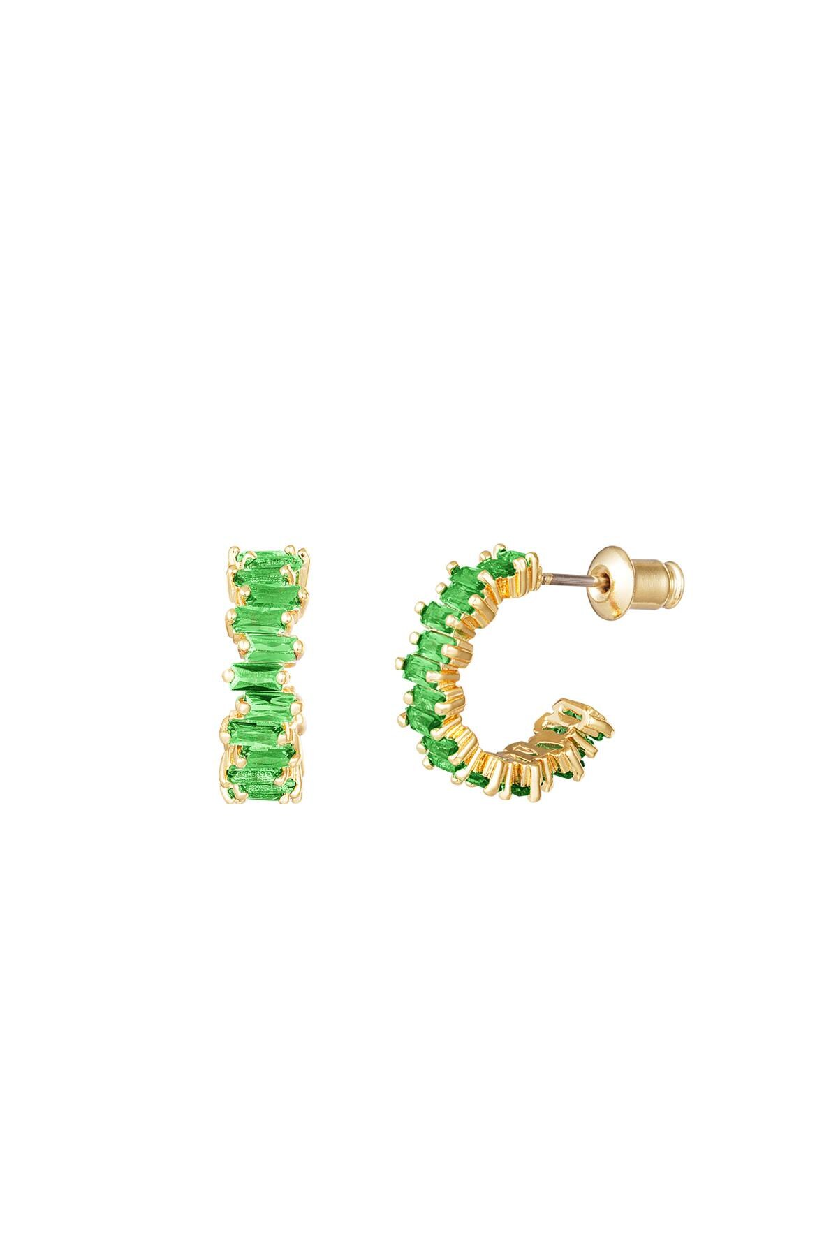 Earrings zircon stone Green & Gold Copper 