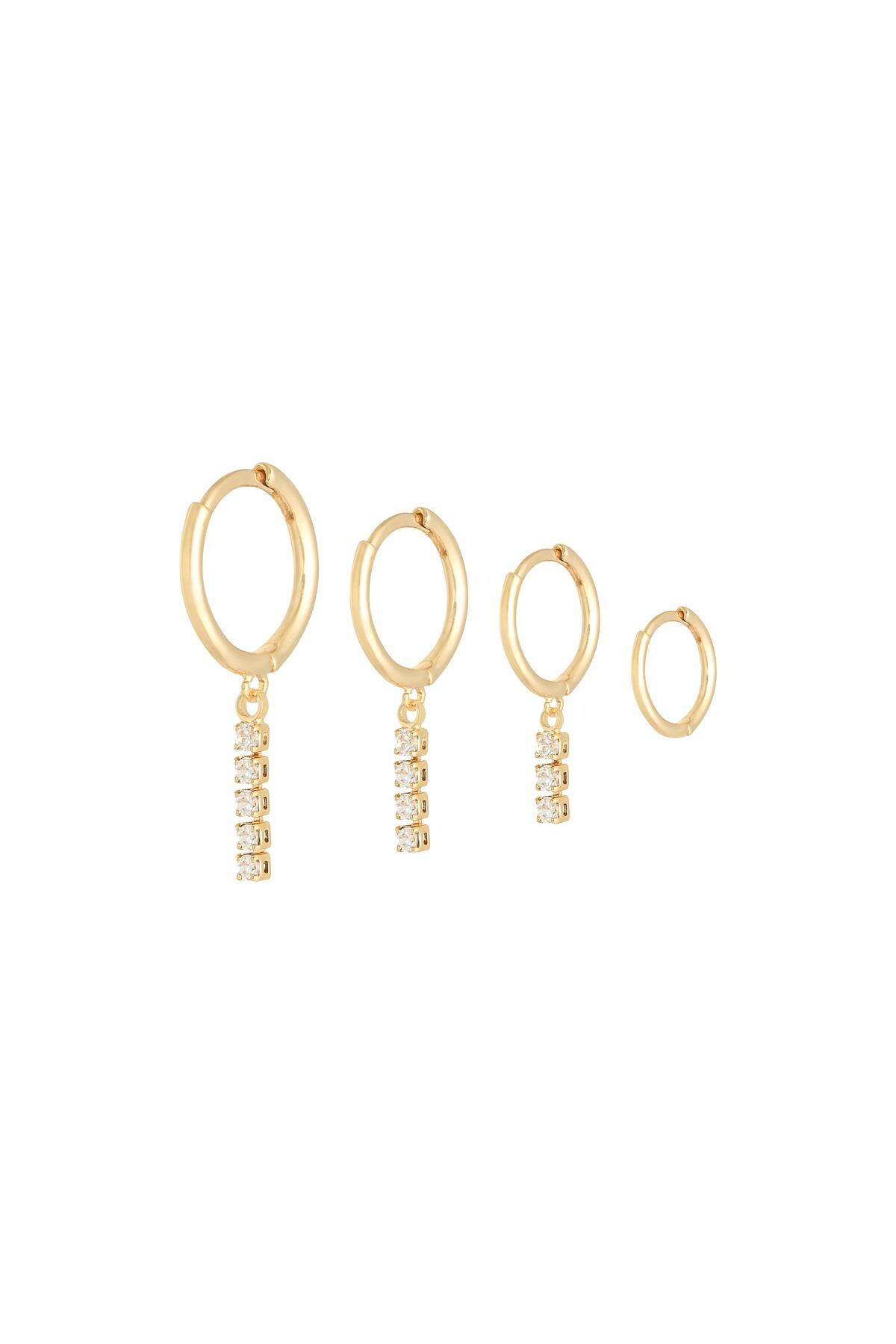 Ohrringe Set Dangling Diamonds Gold Kupfer h5 