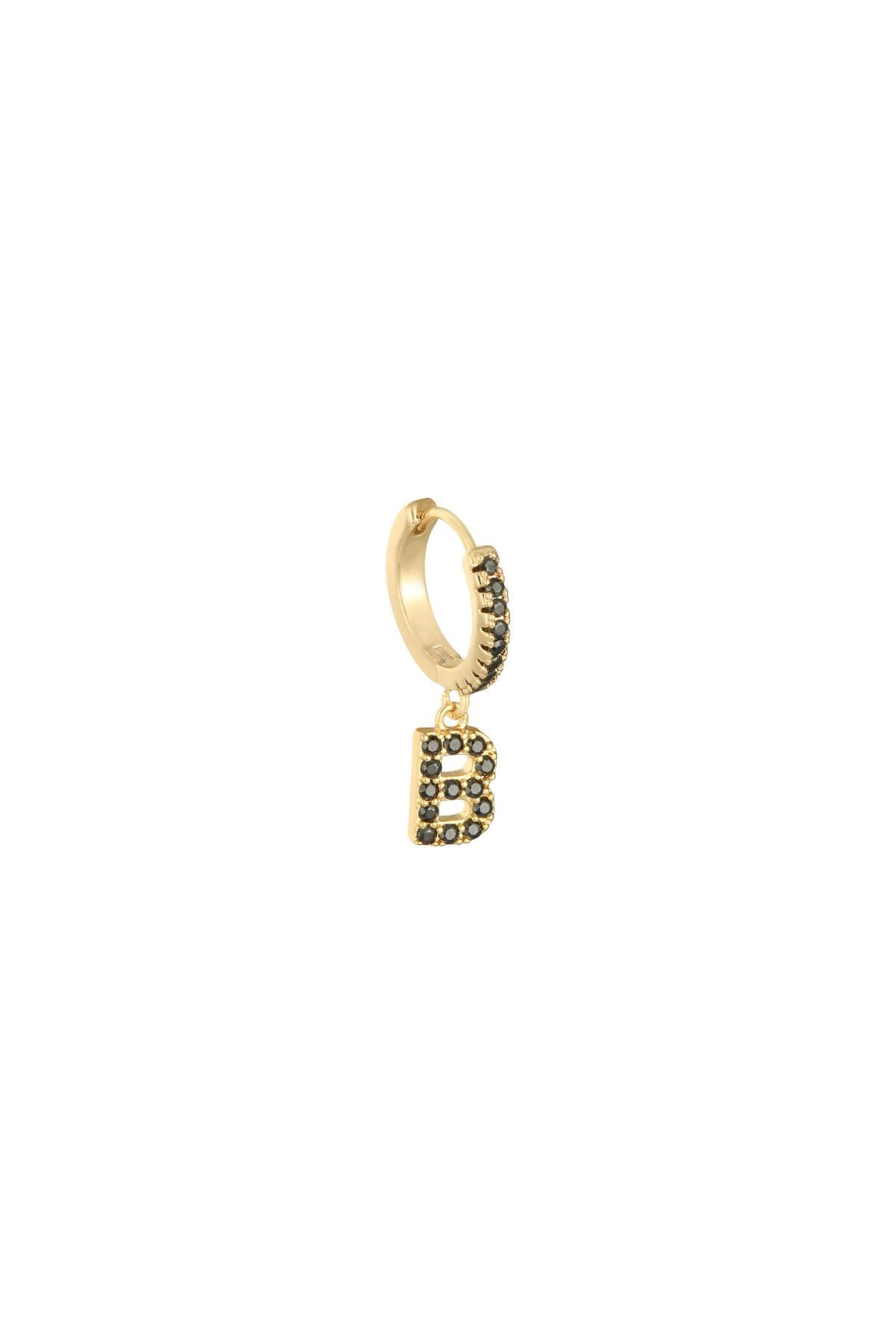 Earrings Letter B Black Copper 