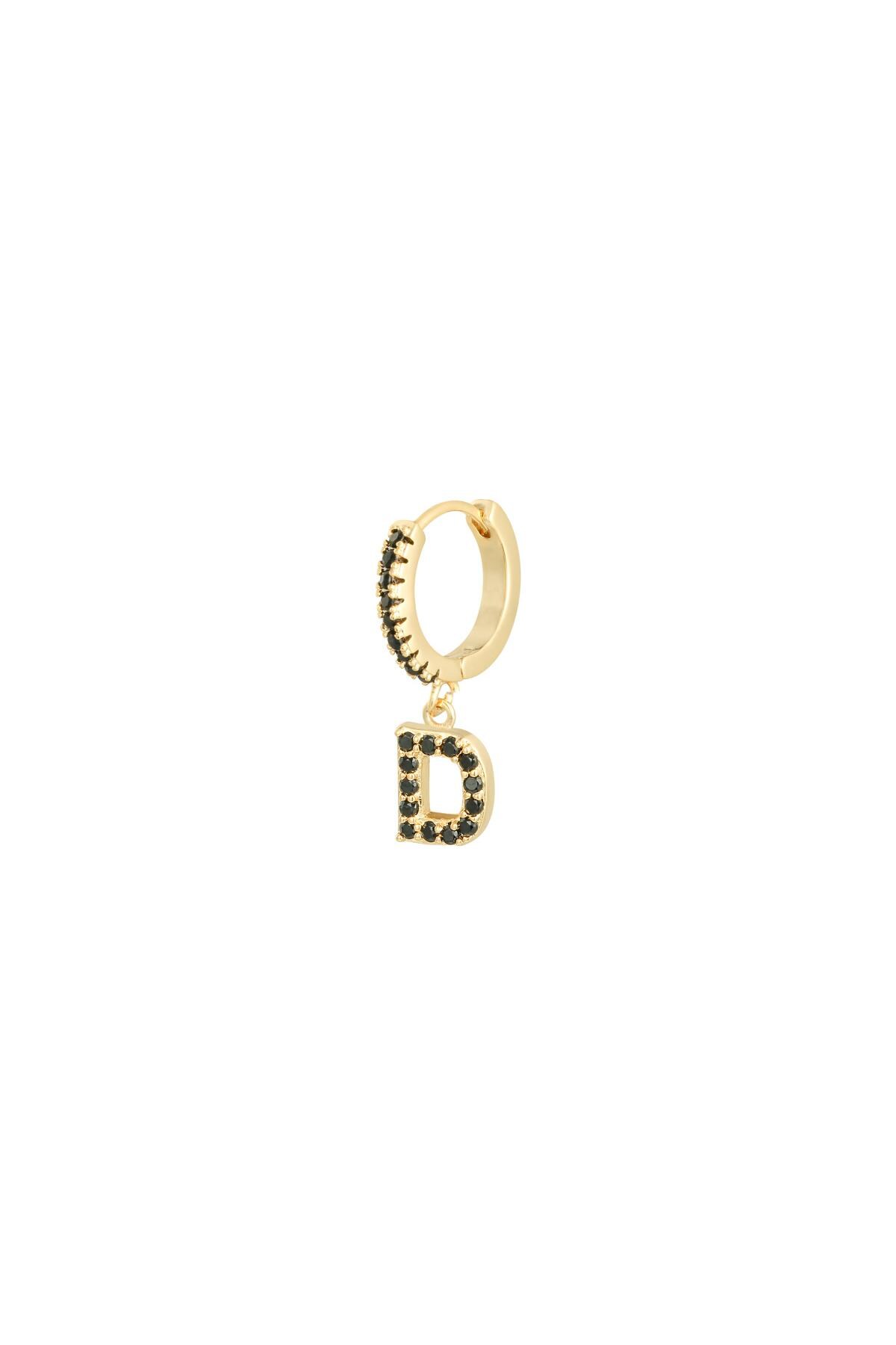 Earrings Letter D Black Copper 