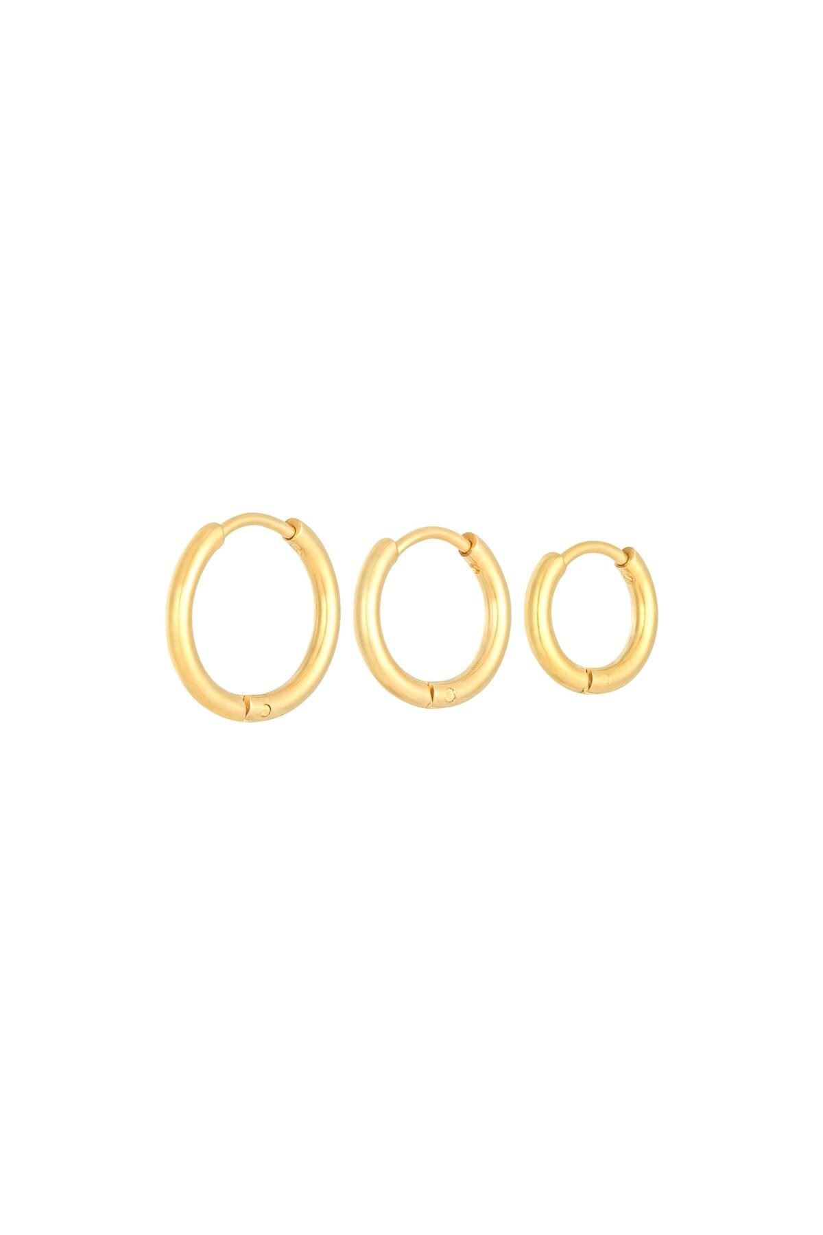 Earrings Set Little Hoops Gold Stainless Steel h5 