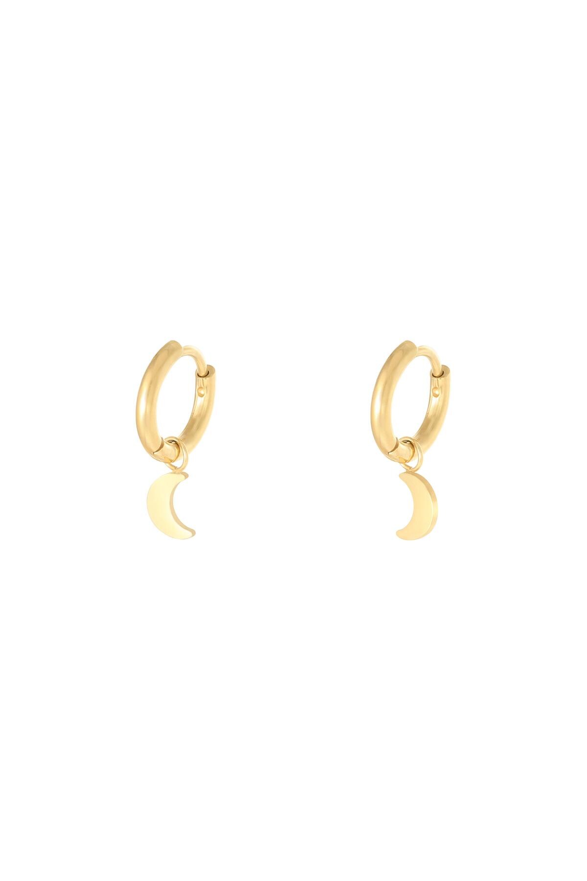 Earrings Moon Gold Stainless Steel 