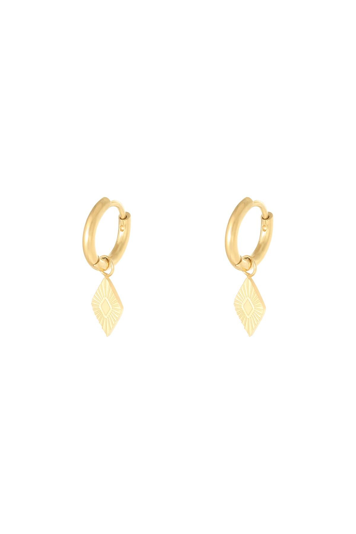 Gold color / Earrings Diamond Gold Stainless Steel Picture2