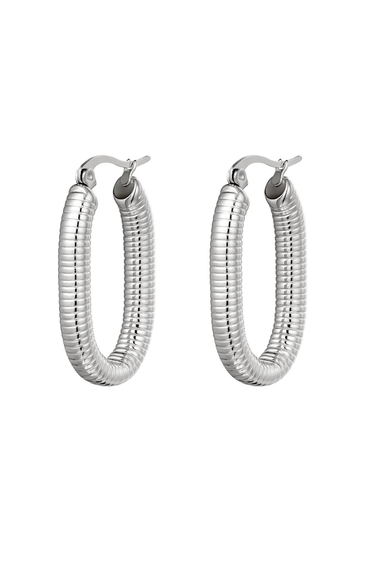 Silver color / Earrings oval spring Silver Stainless Steel 