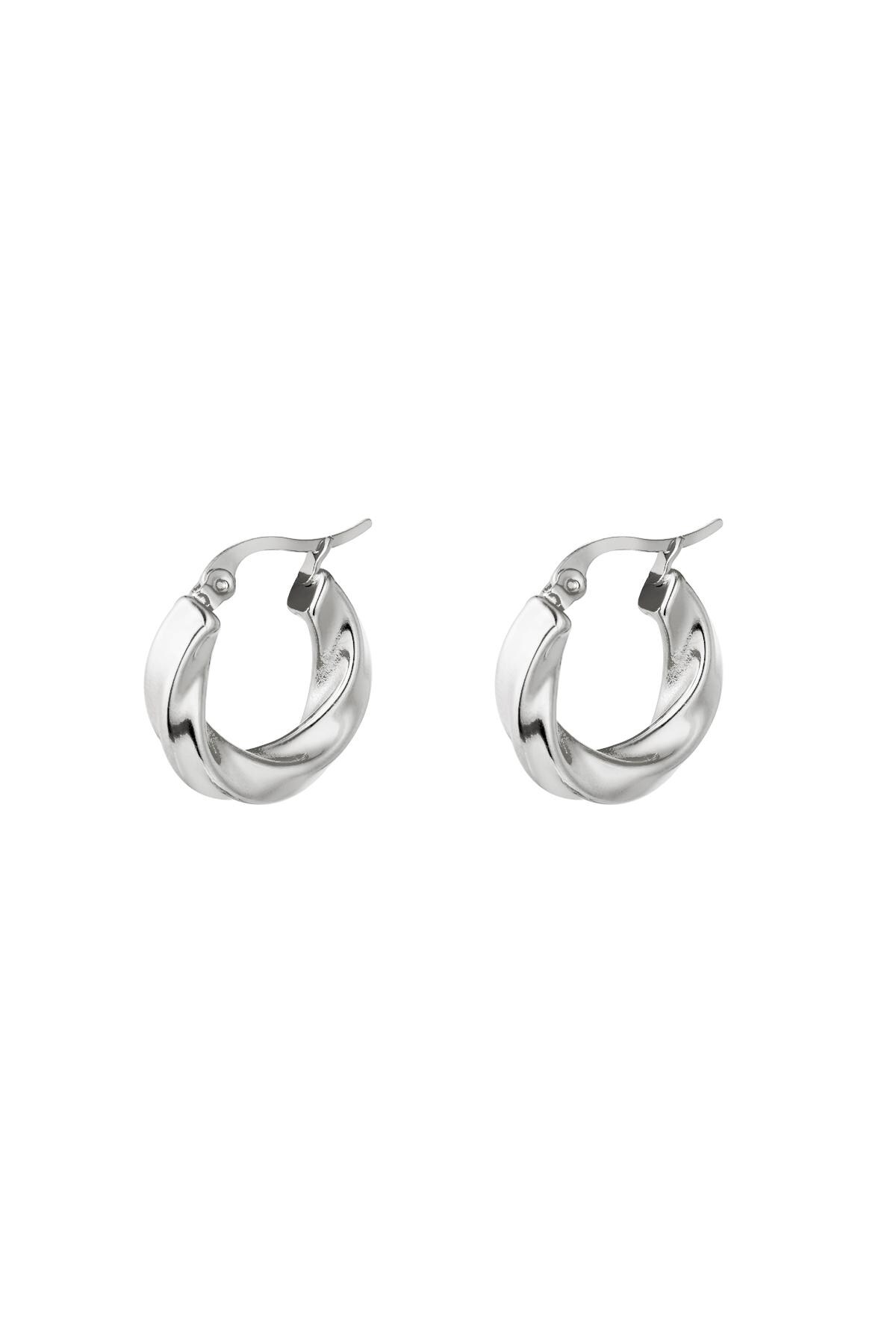 Silver color / Earrings Hoops Swirl Silver Stainless Steel 