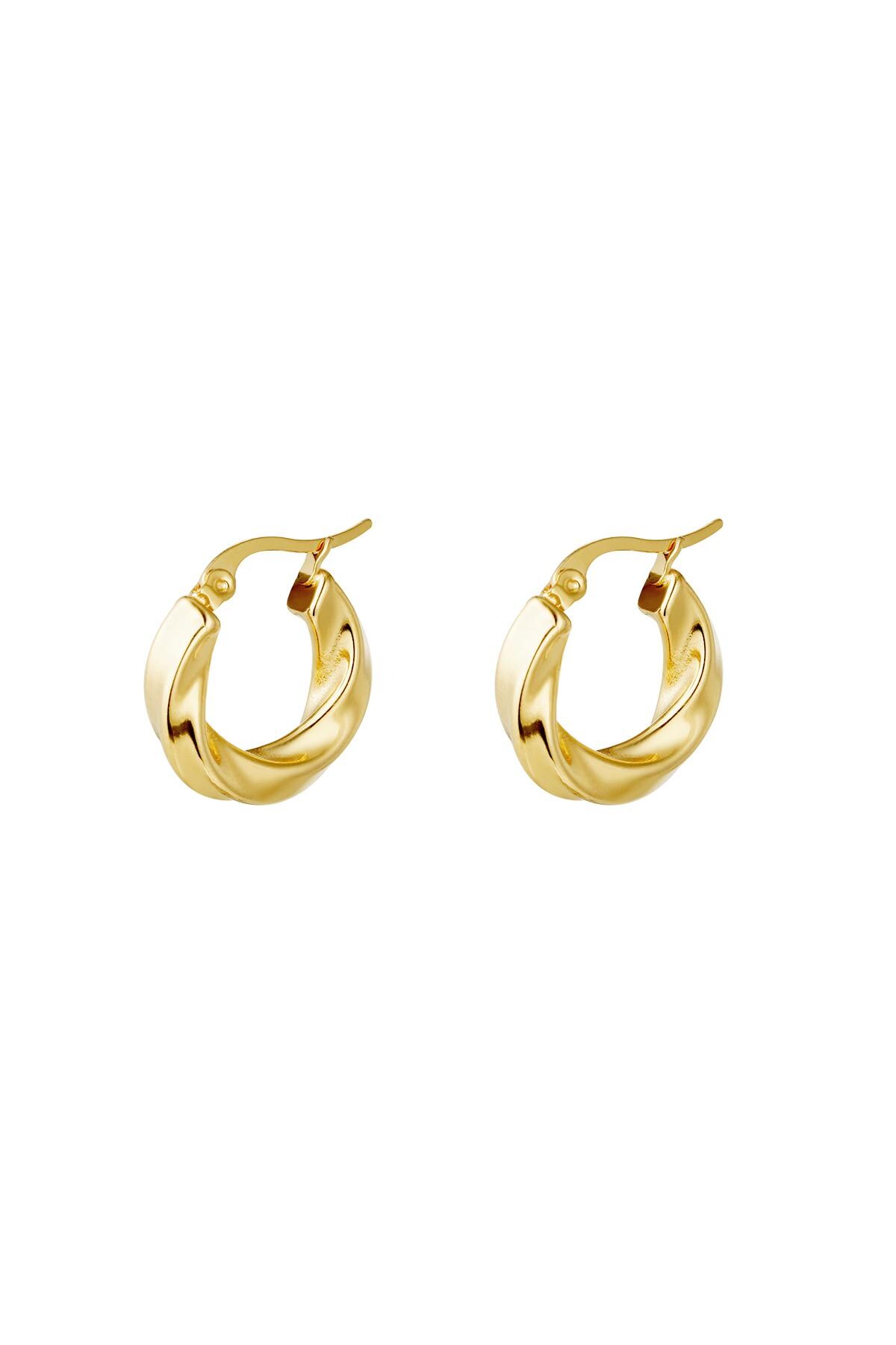 Gold color / Earrings Hoops Swirl Gold Stainless Steel Picture2