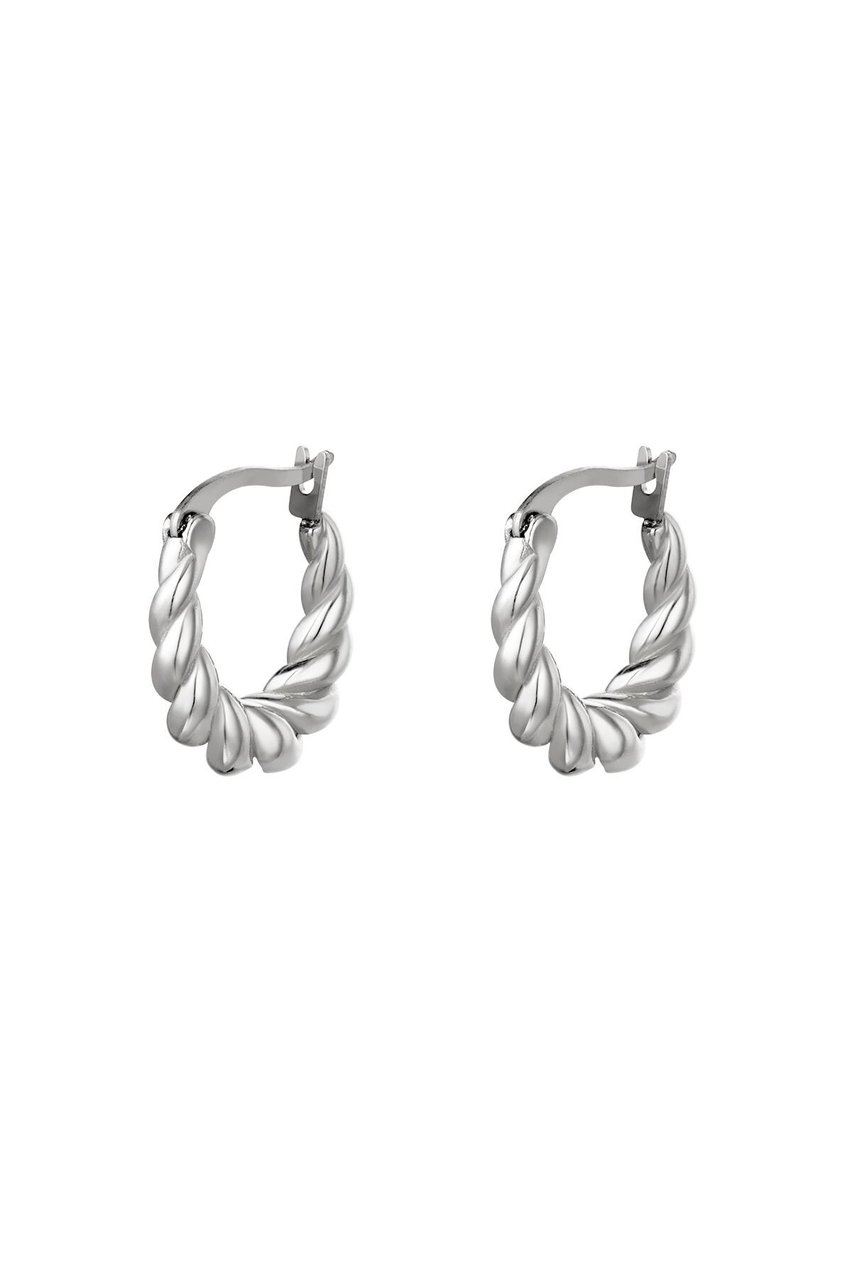 Silver color / Earrings Dangling Twist Silver Stainless Steel Picture2