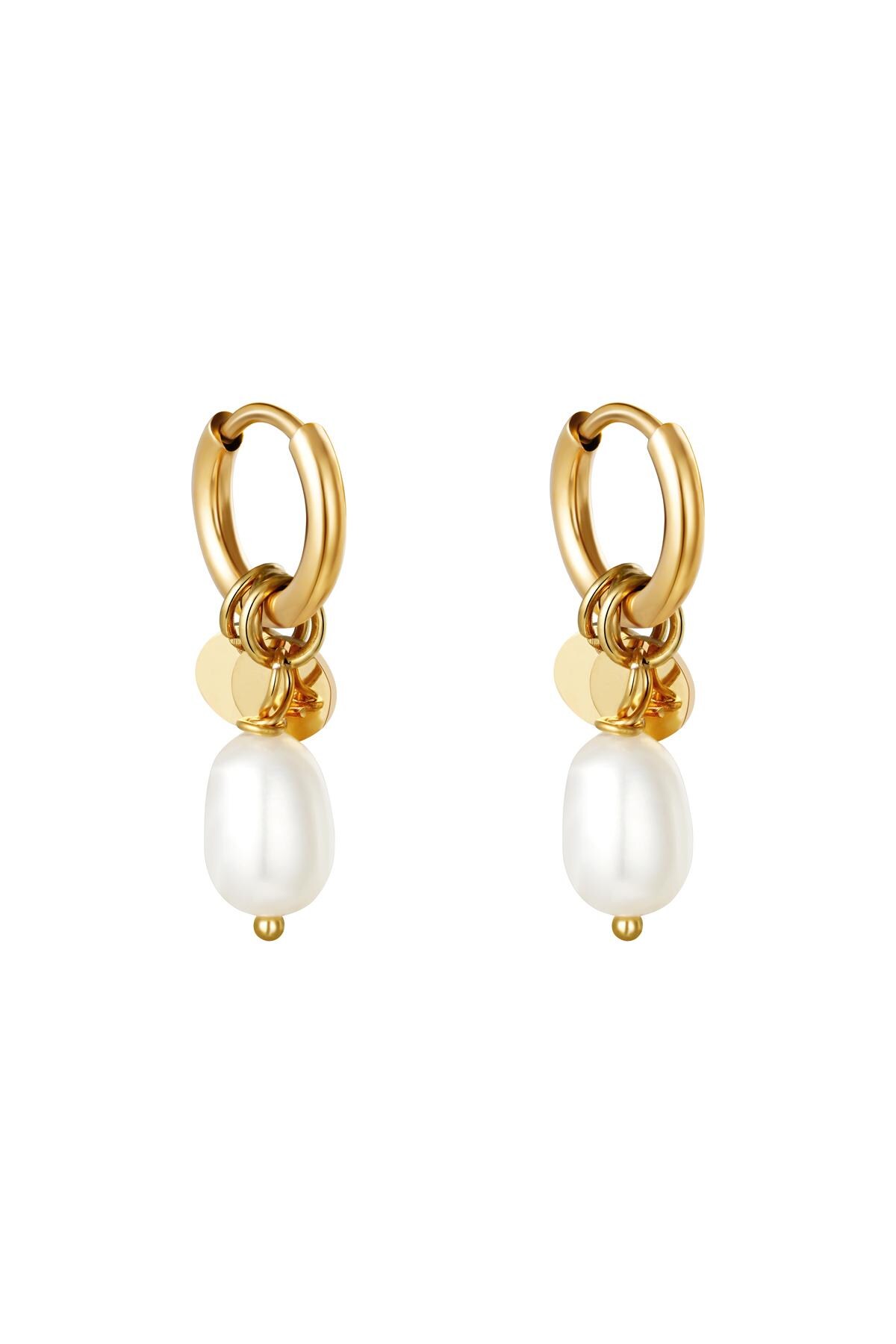 Gold color / Earrings Pearl Drops Gold Stainless Steel Picture2