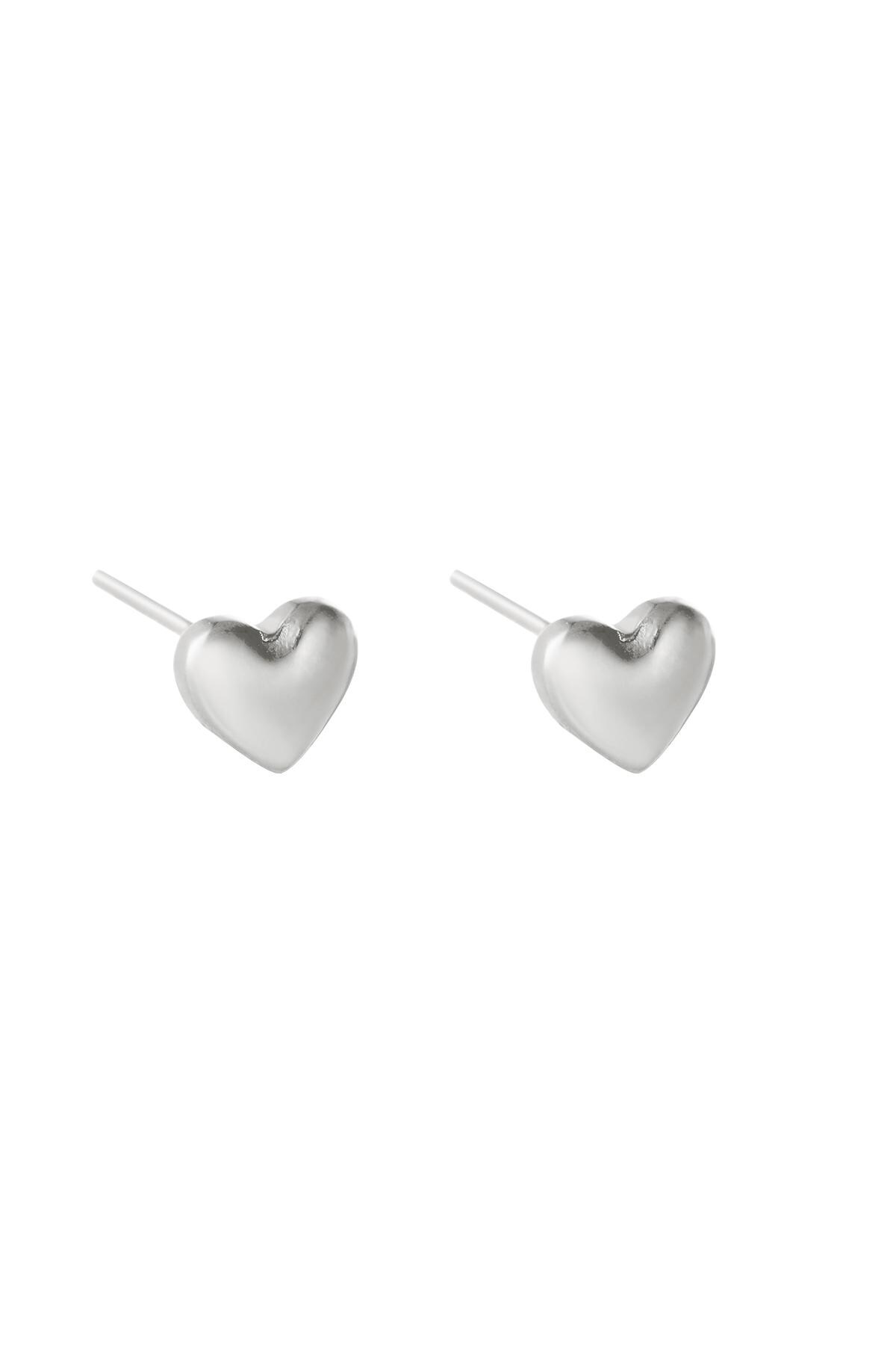 Silver color / Earrings Bold Heart Silver Stainless Steel Picture2