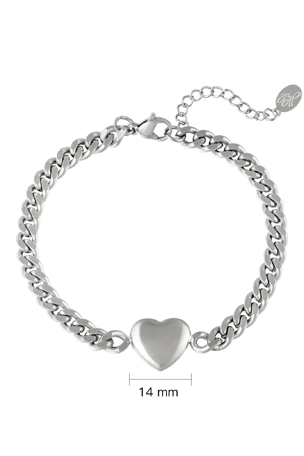 Bracelet Chained Heart Silver Stainless Steel h5 Picture3