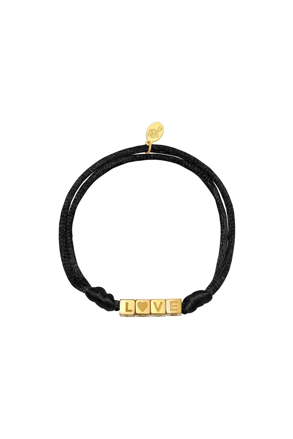 Bracelet Satin Love Black & Gold Stainless Steel h5 