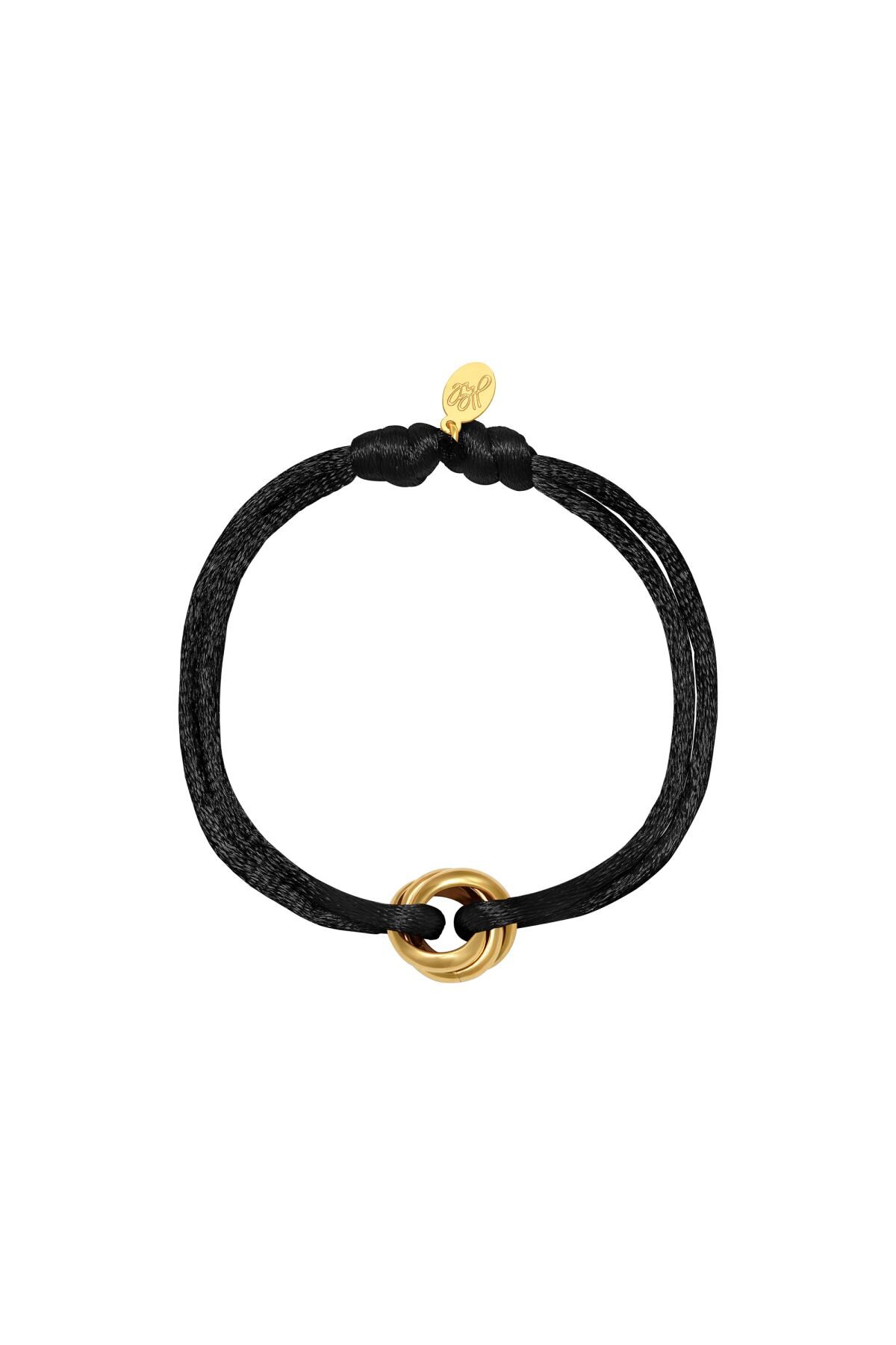 Bracelet Satin Knot Black & Gold Stainless Steel 