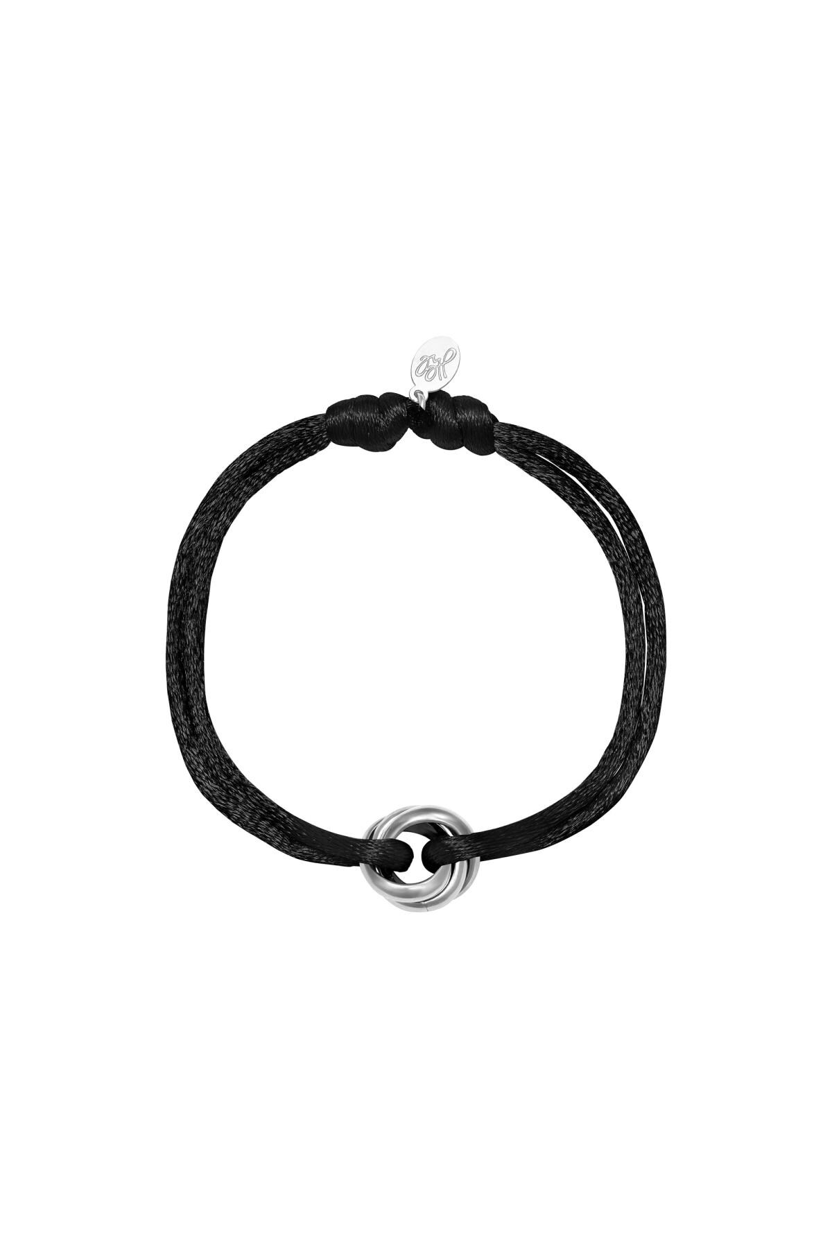 Black & Silver / Bracelet Satin Knot Black & Silver Stainless Steel 