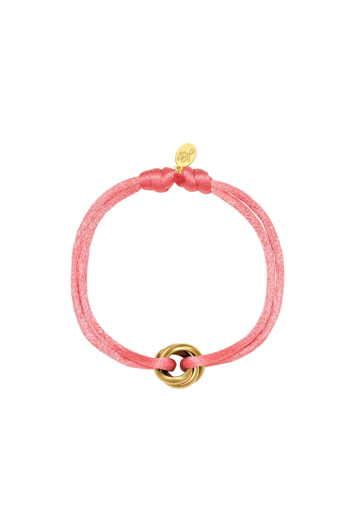 Bracelet Satin Knot Pink & Gold Stainless Steel 