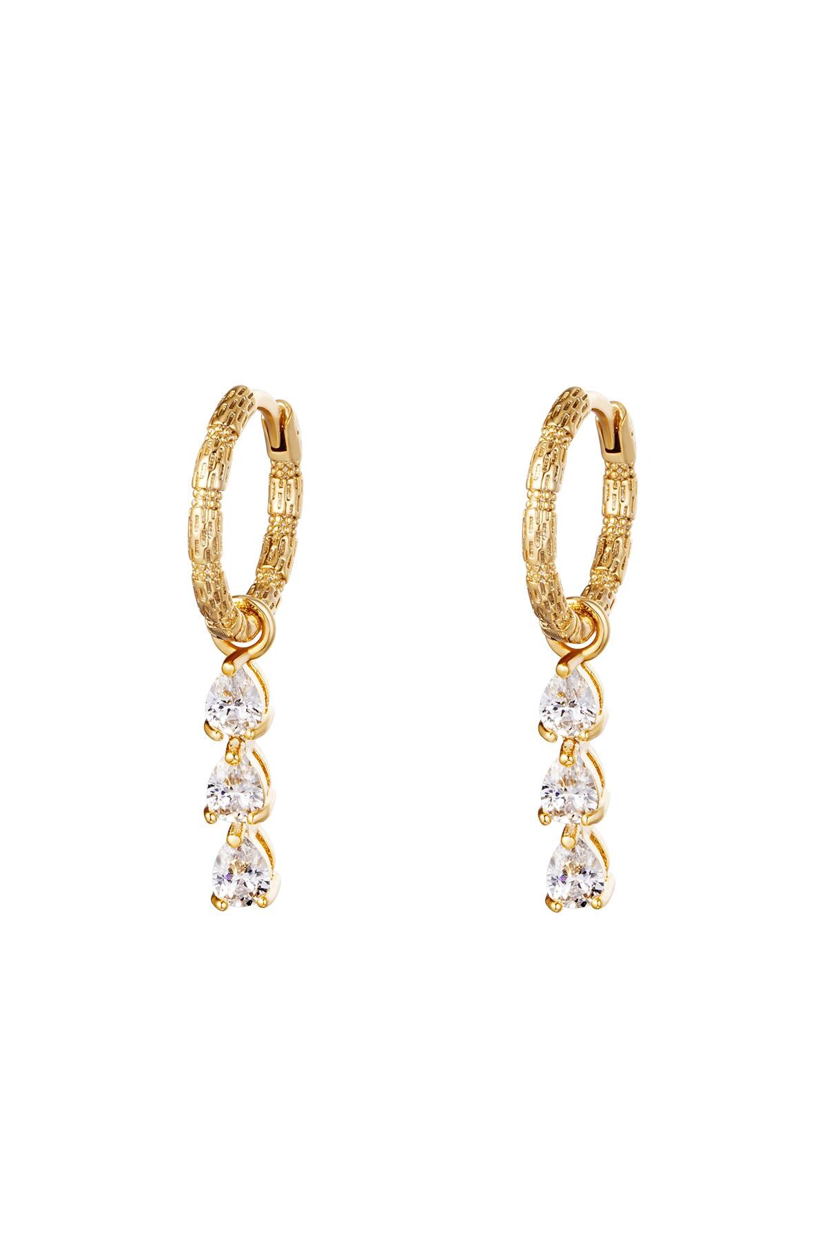 Gold color / Earrings Diamonds In A Row Gold Copper Picture2