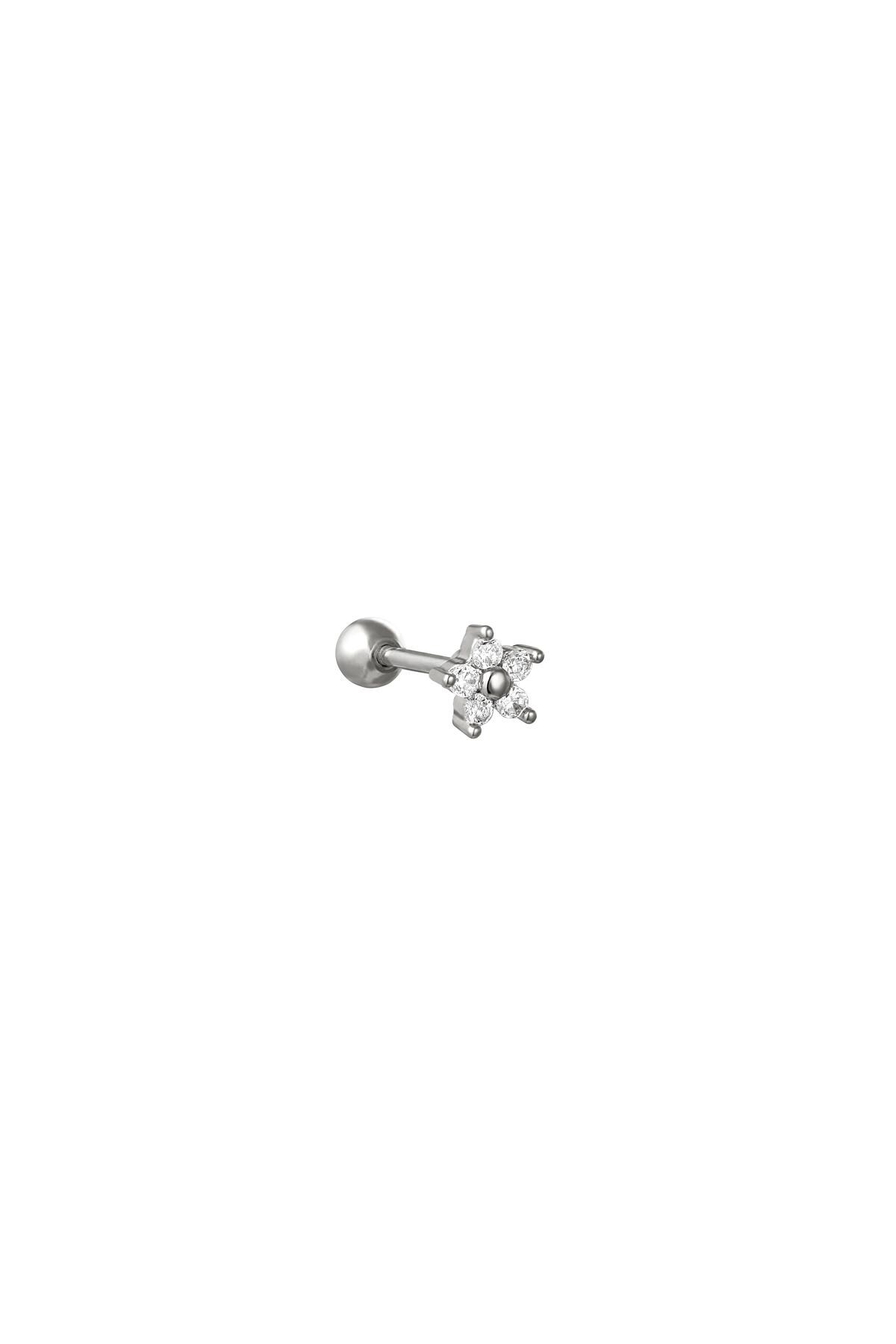 Silver color / Piercing Tiny Flower Silver Copper 