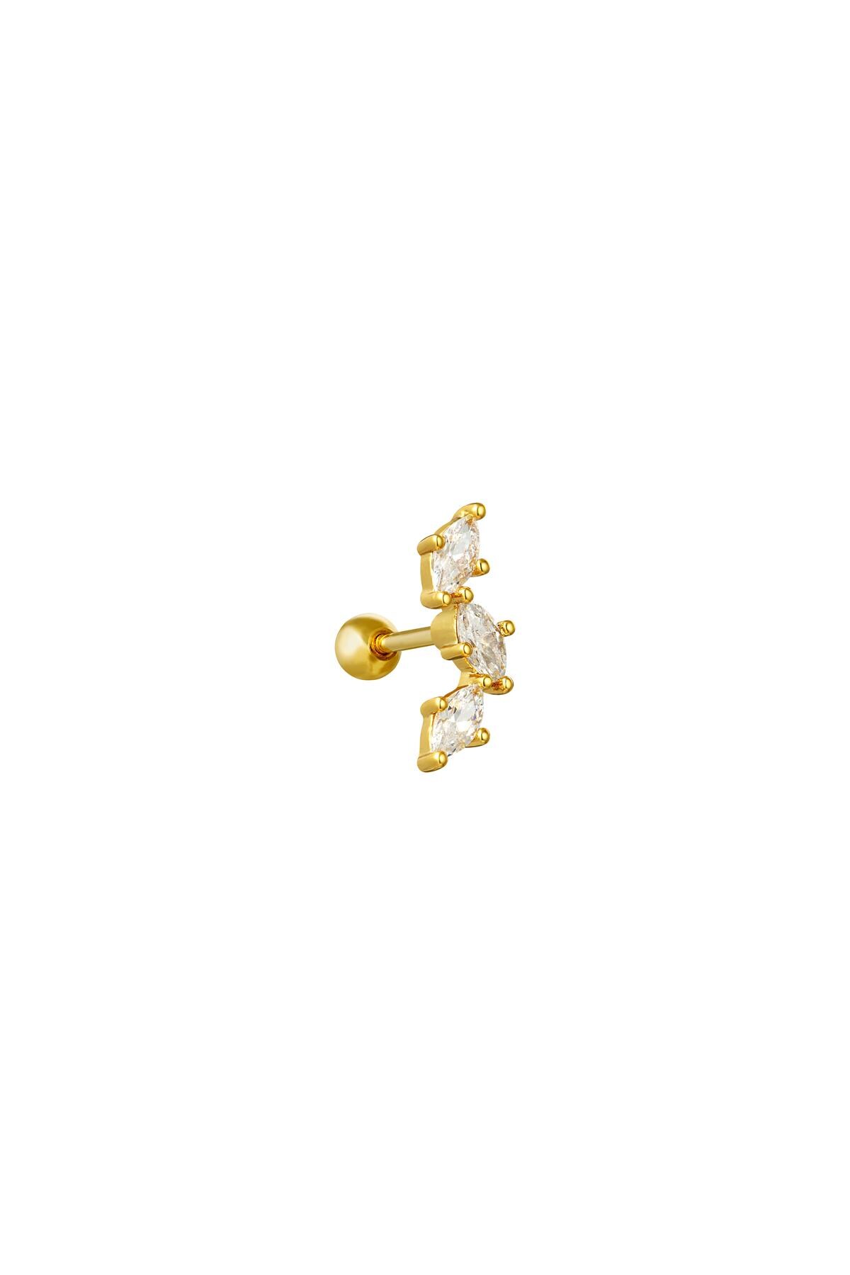 Gold color / Piercing Diamond Leaves Gold Copper Picture2