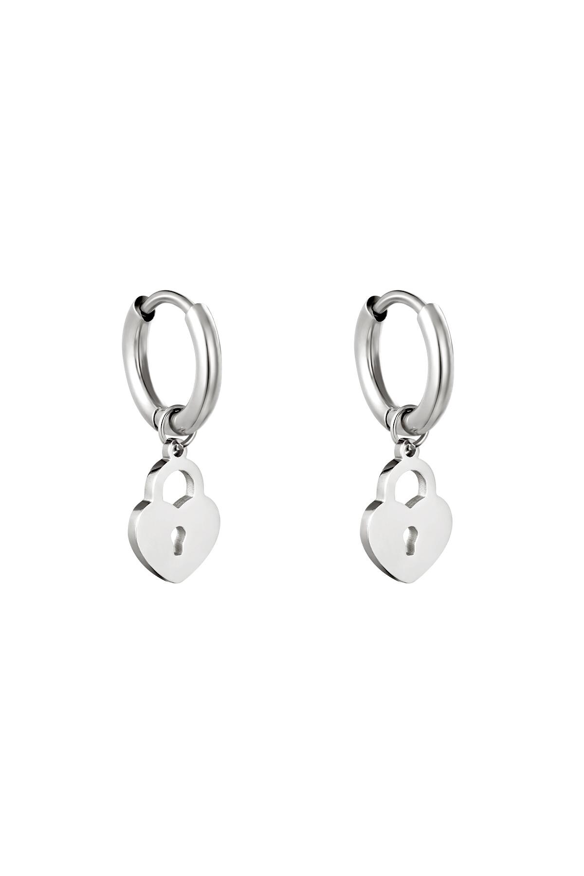 Silver color / Earrings Locked Heart Silver Stainless Steel 