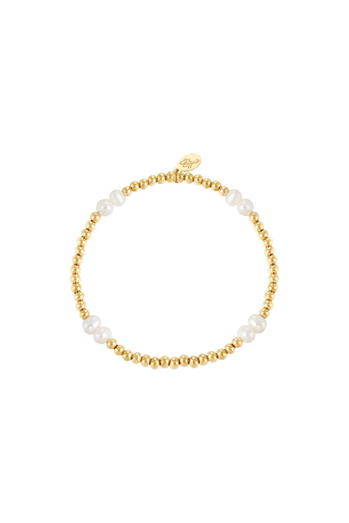 Gold color / Bracelet pearl mix Gold Stainless Steel 