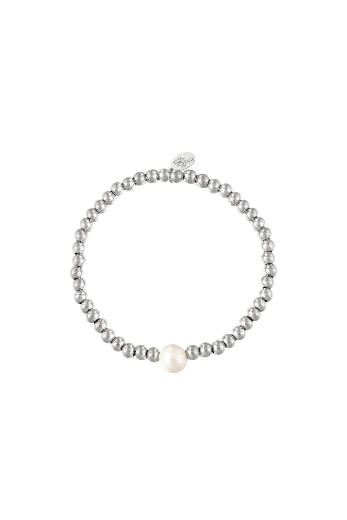 Silver color / Bracelet big pearl Silver Stainless Steel 