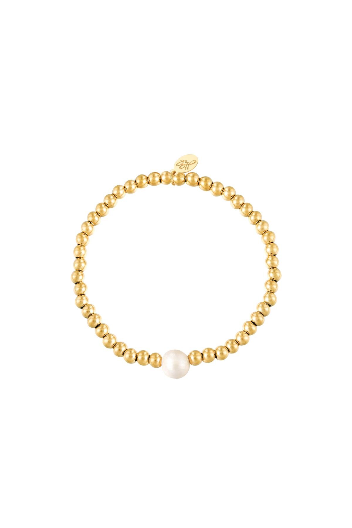 Gold color / Bracelet big pearl Gold Stainless Steel Picture2