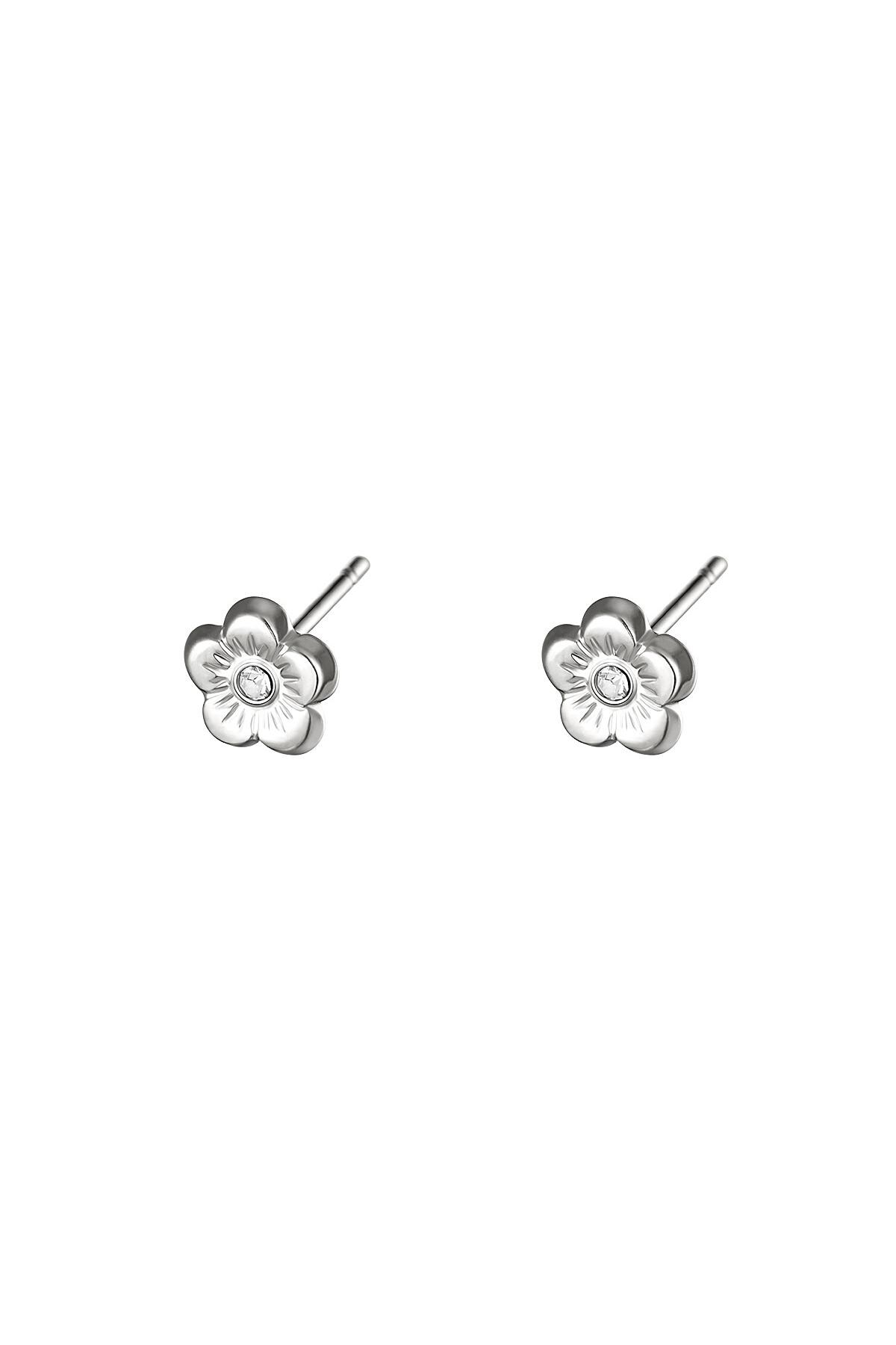 Silver color / Earrings Flower Silver Stainless Steel Picture2