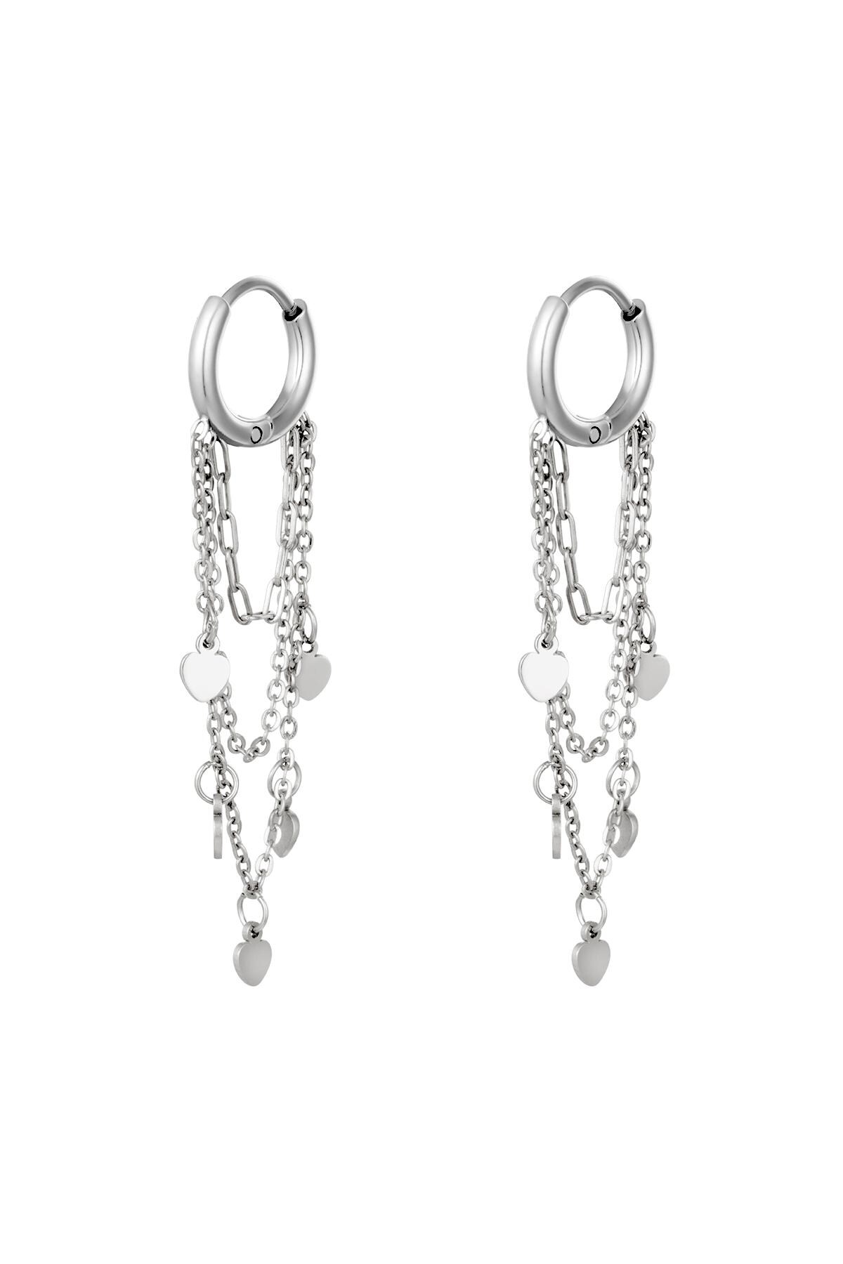 Silver color / Earrings Hanging Hearts Silver Stainless Steel Picture2