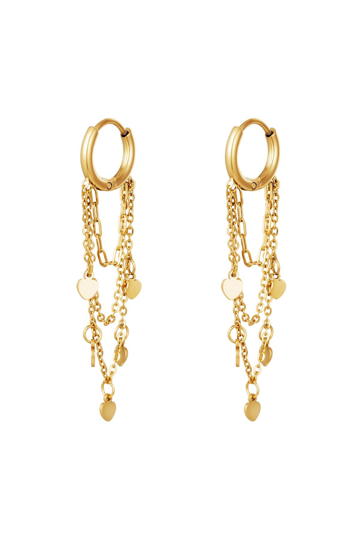 Gold color / Earrings Hanging Hearts Gold Stainless Steel 