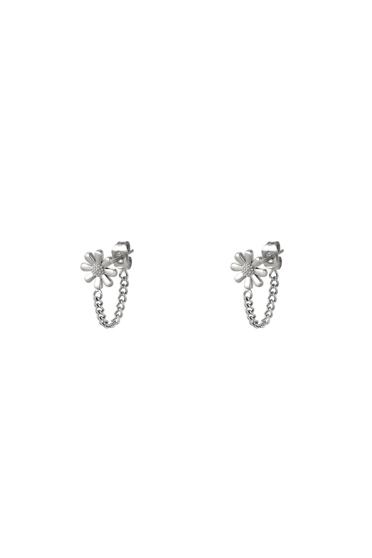 Silver color / Ear stud flower Silver Stainless Steel 