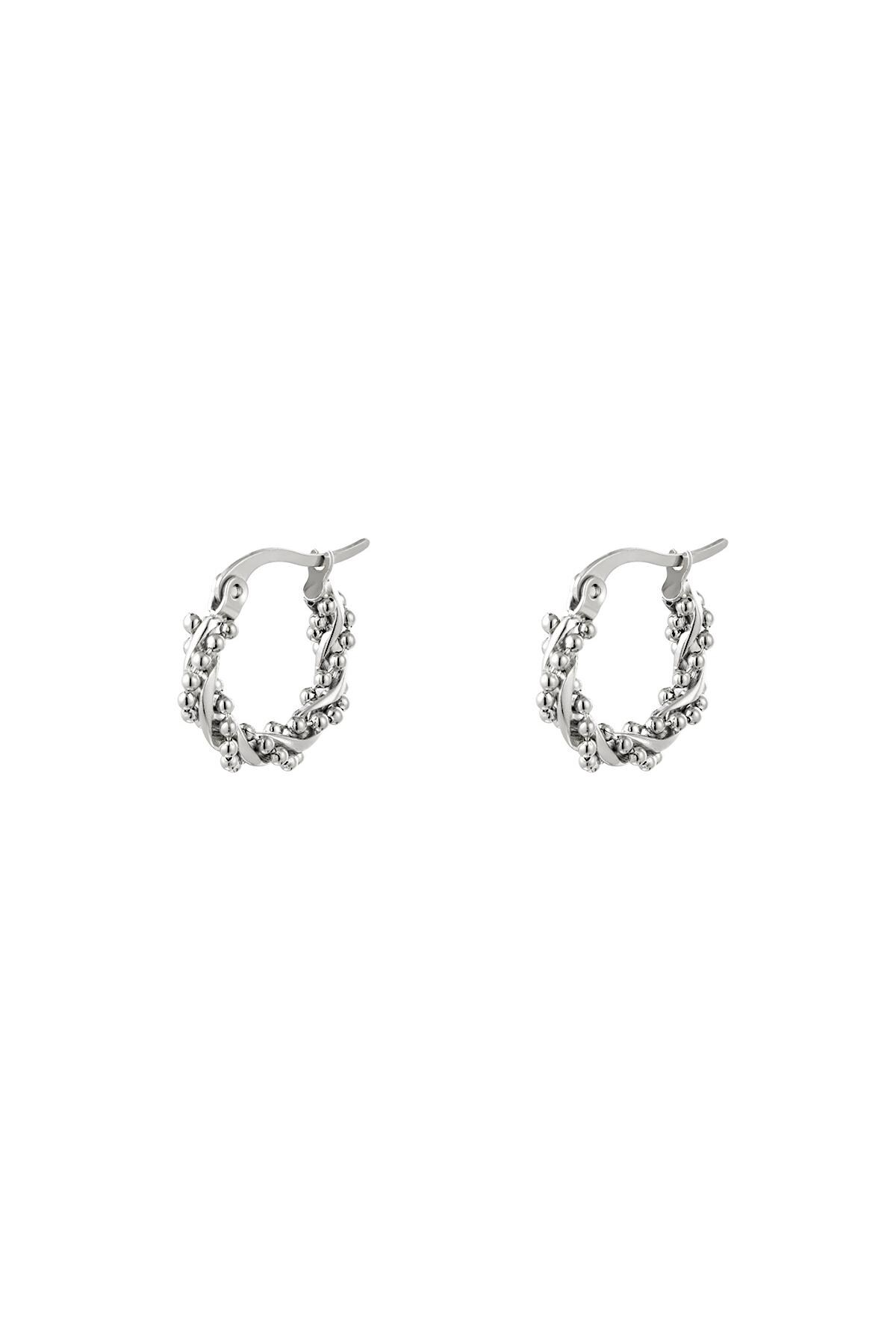 Hoop Earrings Multiple Twisted Pearls Small Silver Stainless Steel h5 