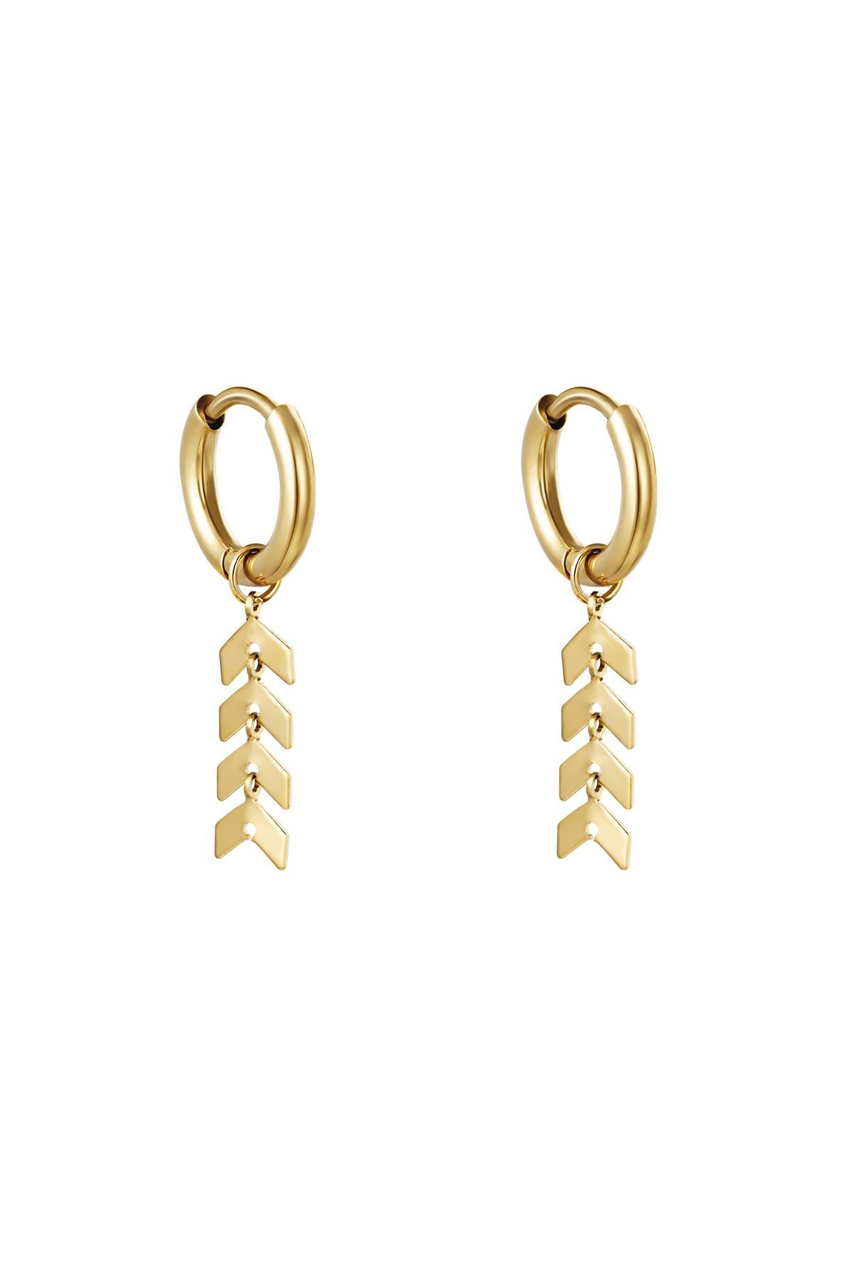 Gold color / Earrings Fishbone Gold Stainless Steel Picture2