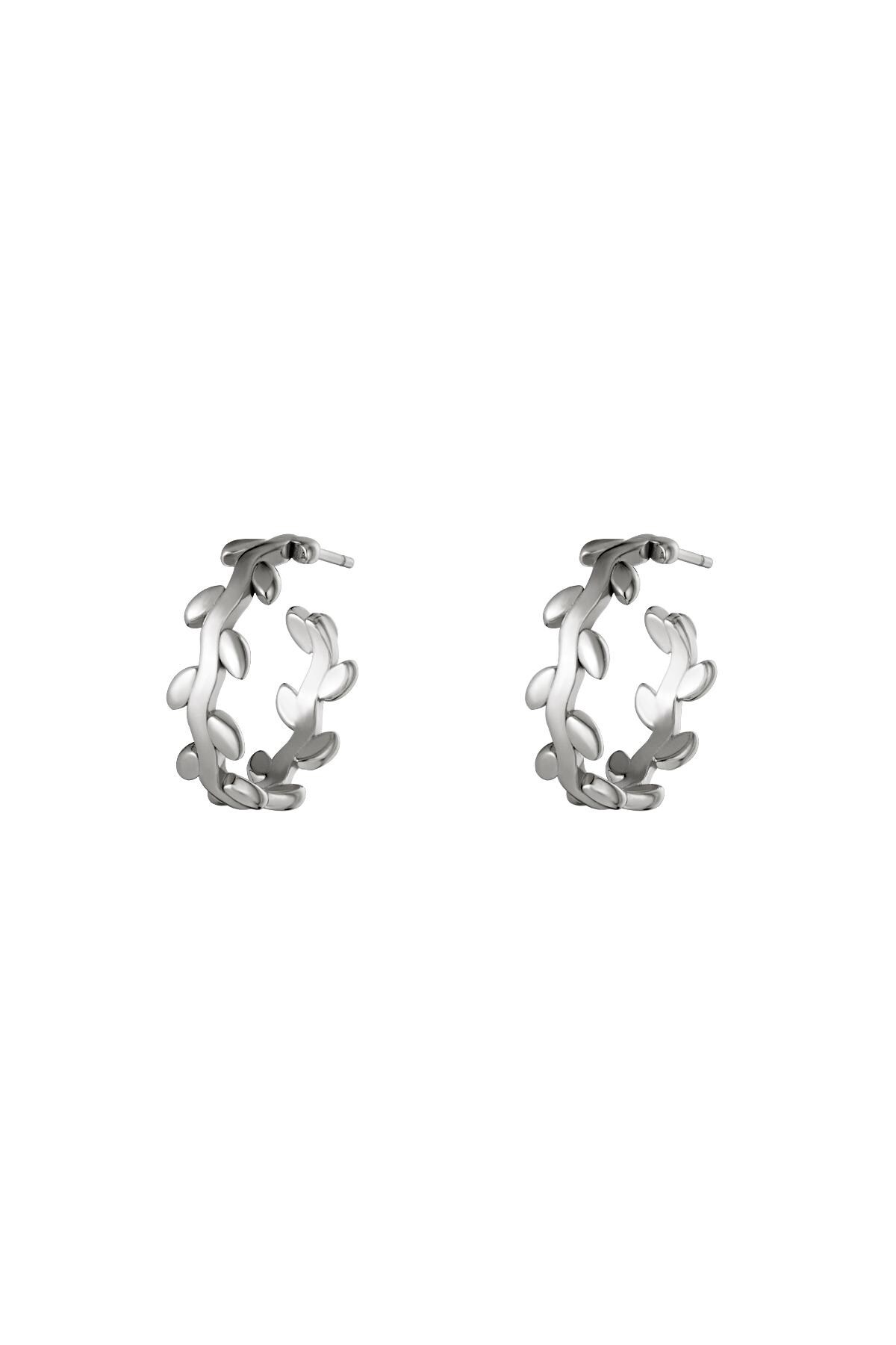 Silver color / Stainless steel earrings laurel wreath hoops Silver 