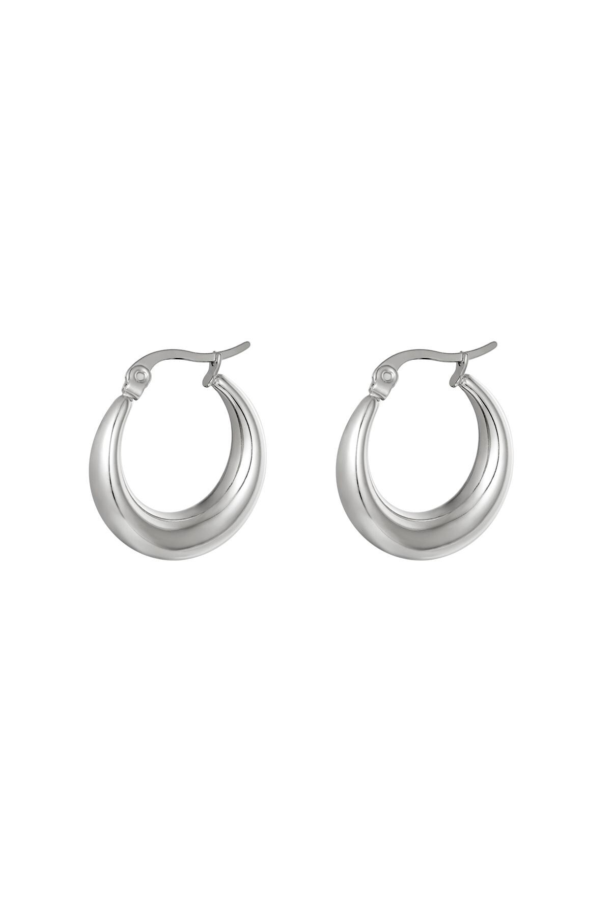 Silver color / Earrings Arched Silver Stainless Steel Picture2