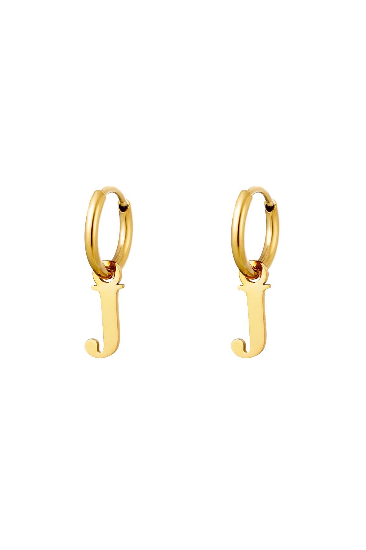 Gold color / Earrings Stainless Steel Gold Initial J Picture3