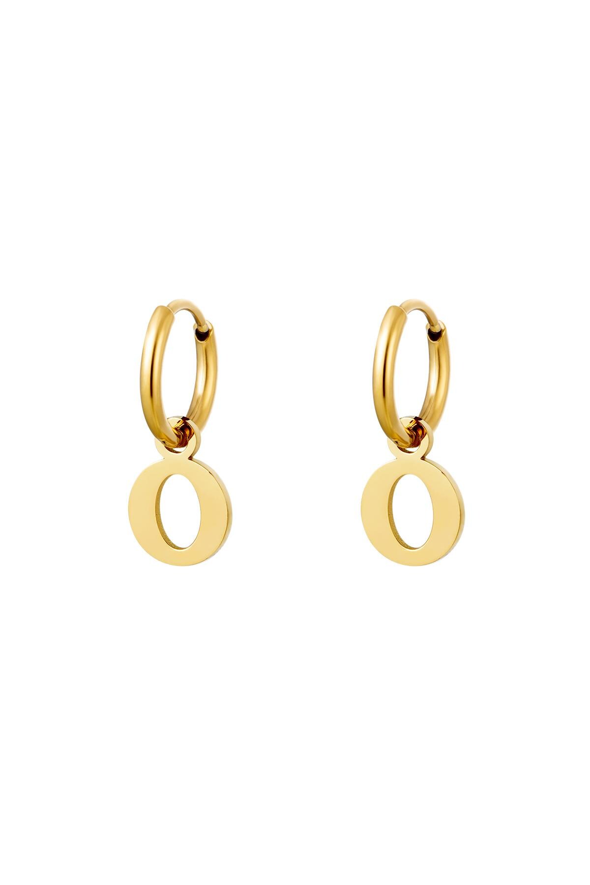 Gold color / Earrings Stainless Steel Gold Initial O 