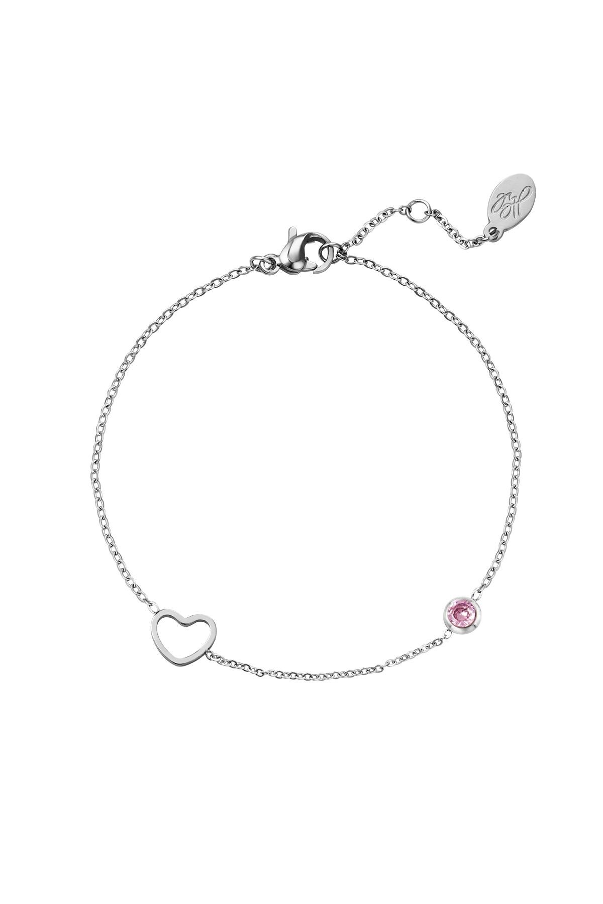 Birthstone bracelet October silver Pink Stainless Steel h5 