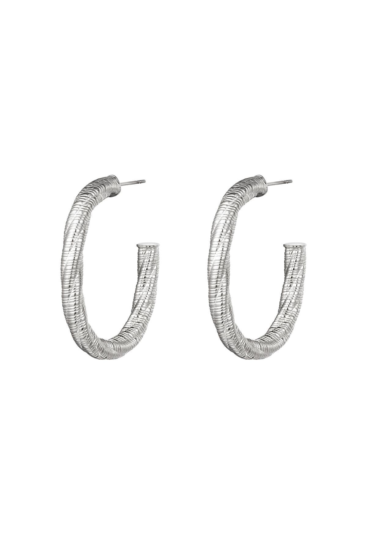 Silver color / Ear studs twisted hoops Silver Stainless Steel 