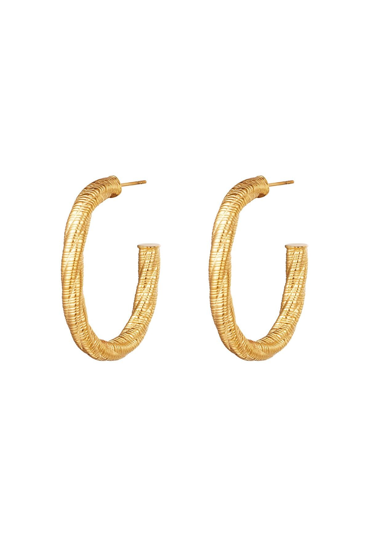 Gold color / Ear studs twisted hoops Gold Stainless Steel Picture2