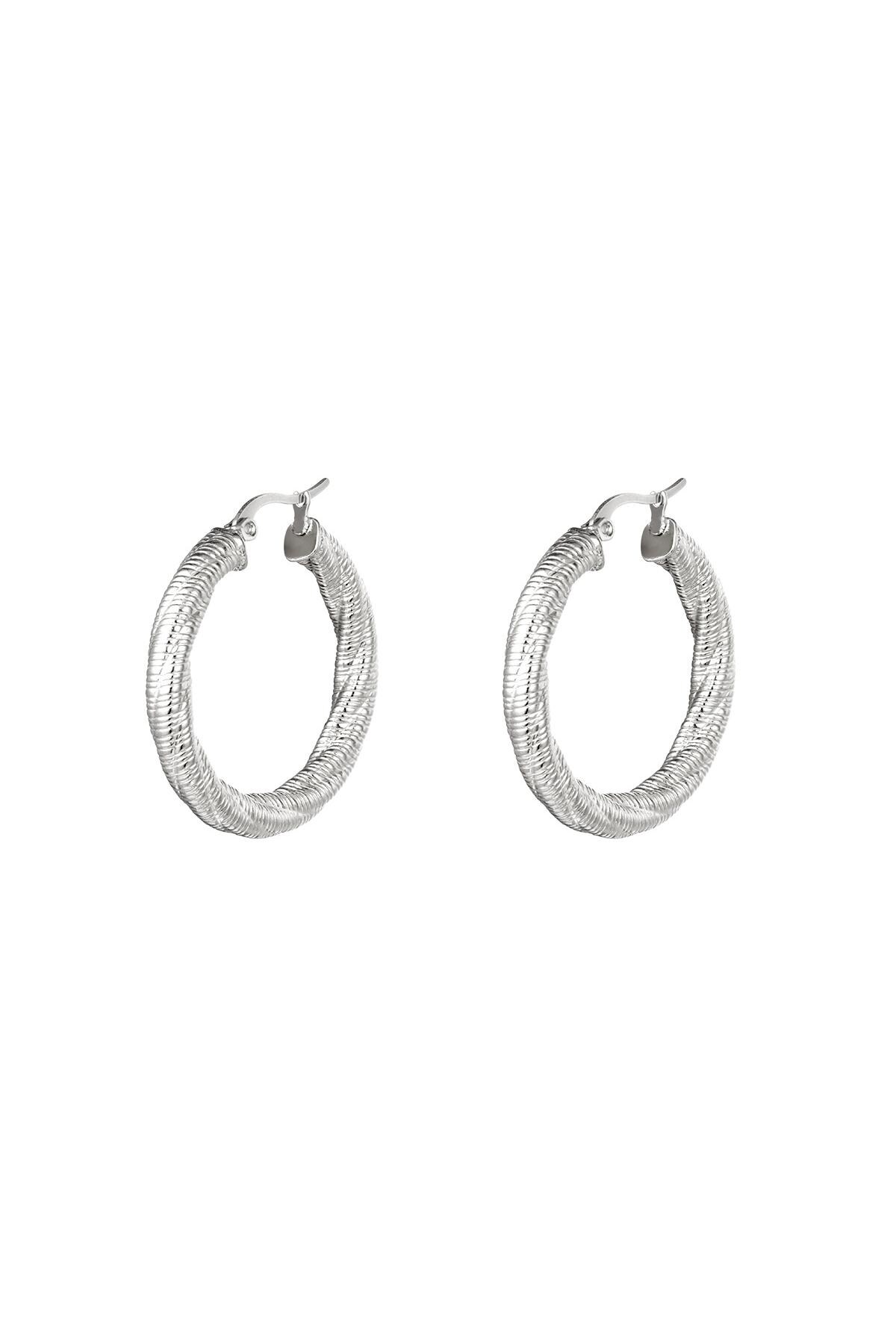 Silver color / Hoops twisted small Silver Stainless Steel Picture2