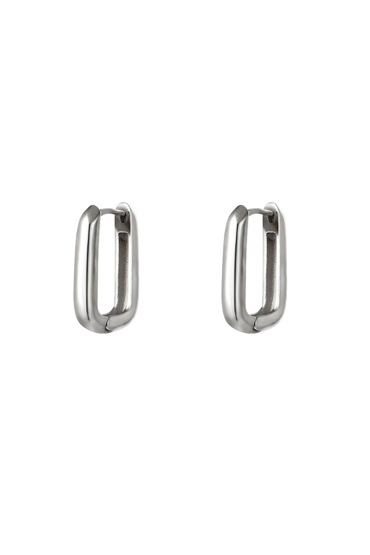 Silver color / Earrings square small Silver Stainless Steel 